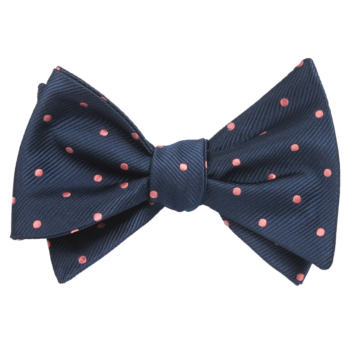 Navy Blue with Pink Polka Dots - Bow Tie (Untied) - Image 2
