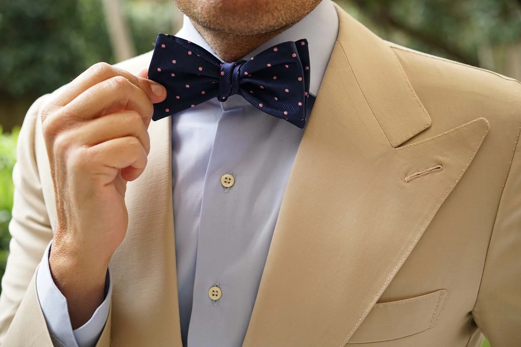Navy Blue with Pink Polka Dots - Bow Tie (Untied) - Image 7