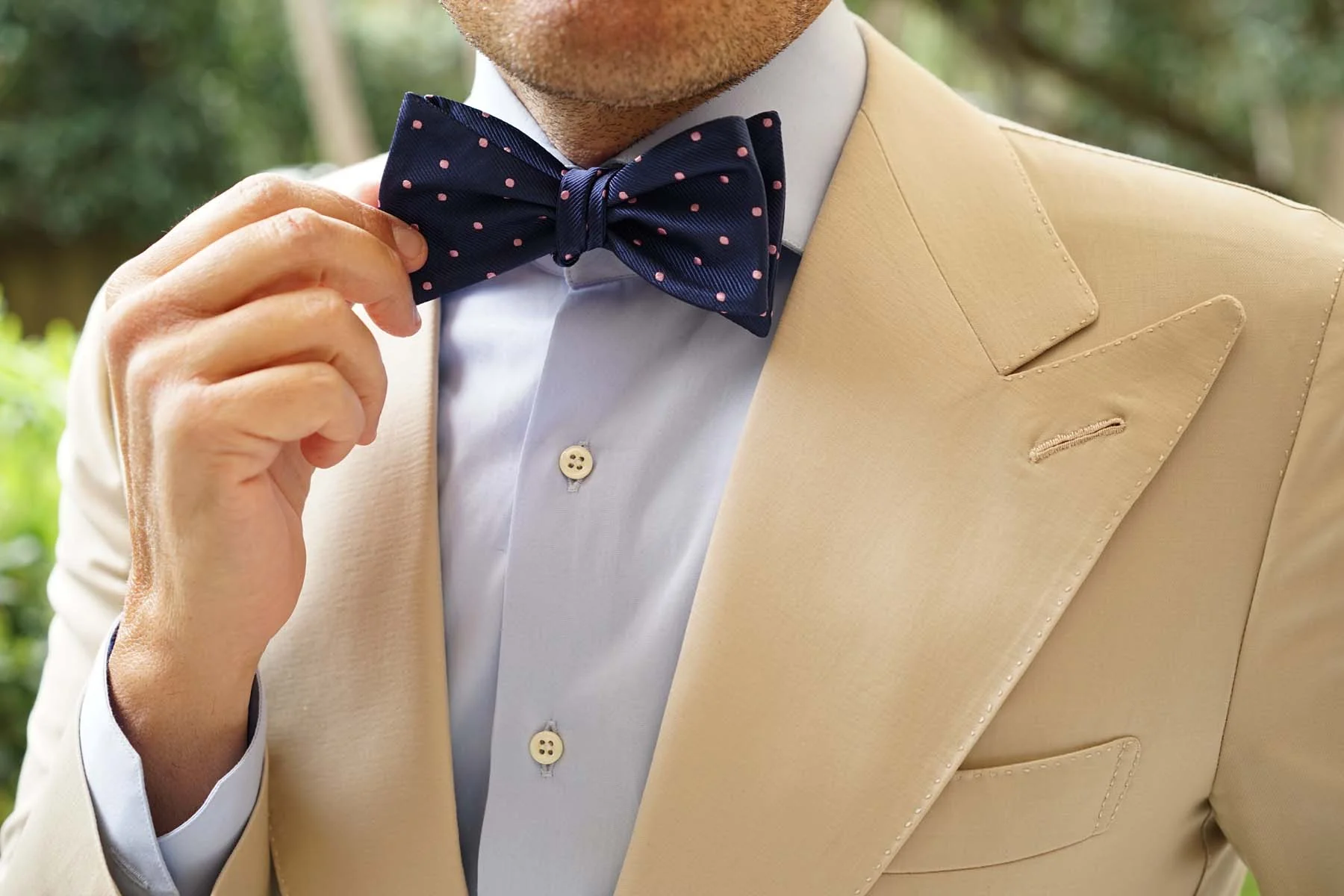 Navy Blue with Pink Polka Dots - Bow Tie (Untied) - Image 8
