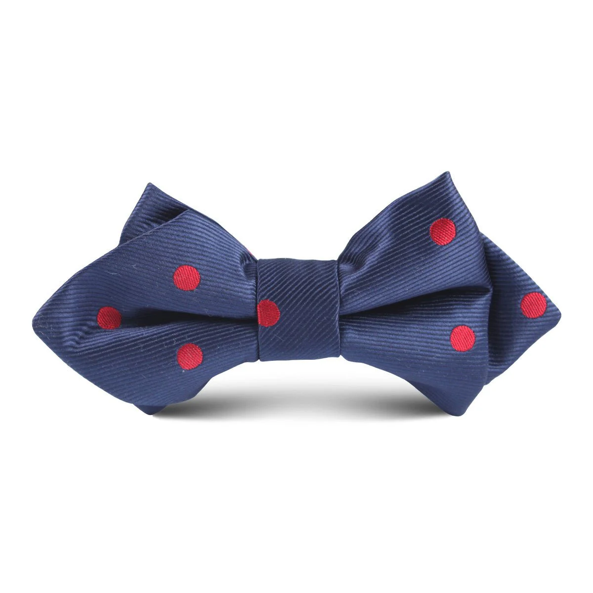 Navy Blue with Red Polkadot Kids Diamond Bow Tie