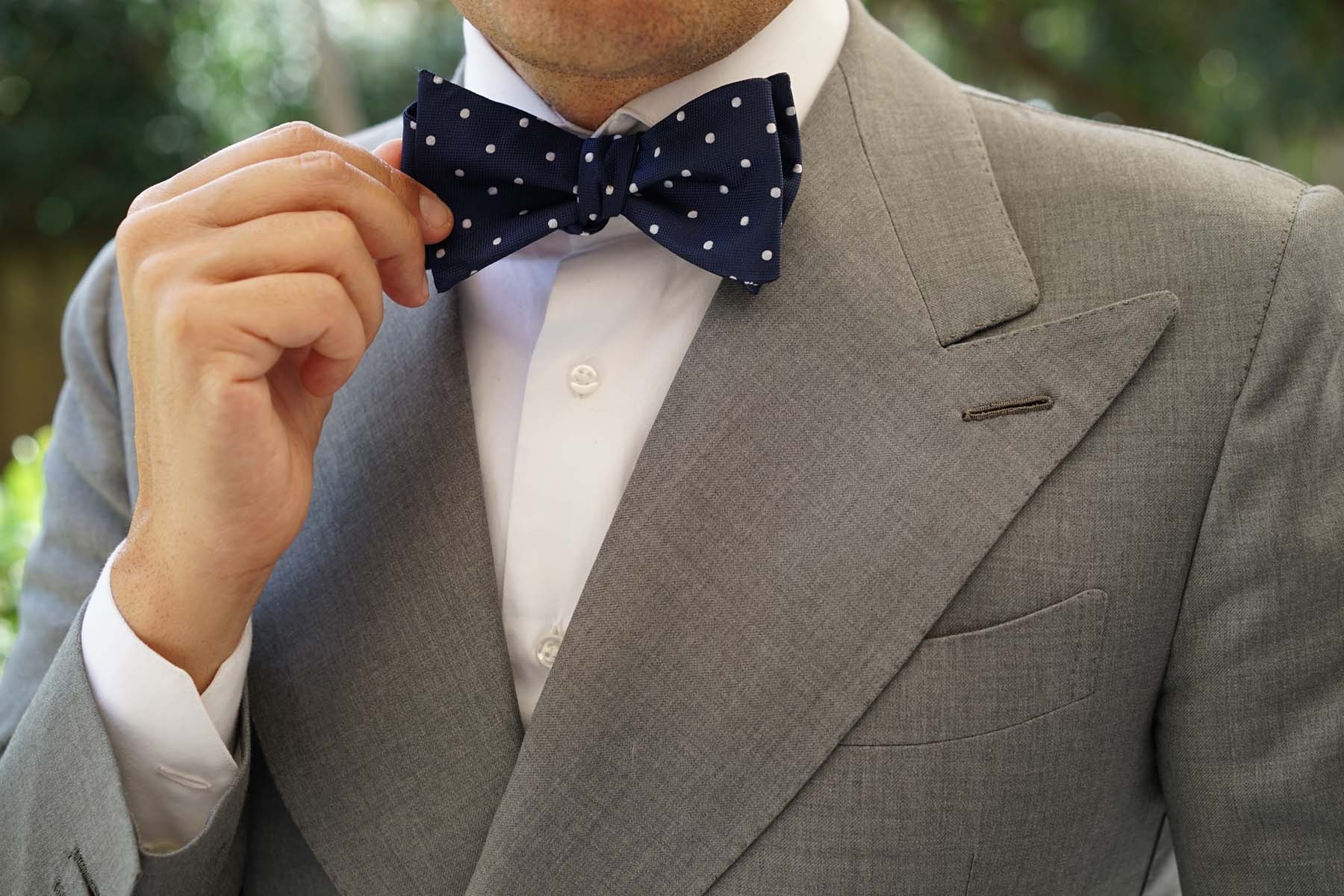 Navy Blue with White Polka Dots - Bow Tie (Untied) - Image 9