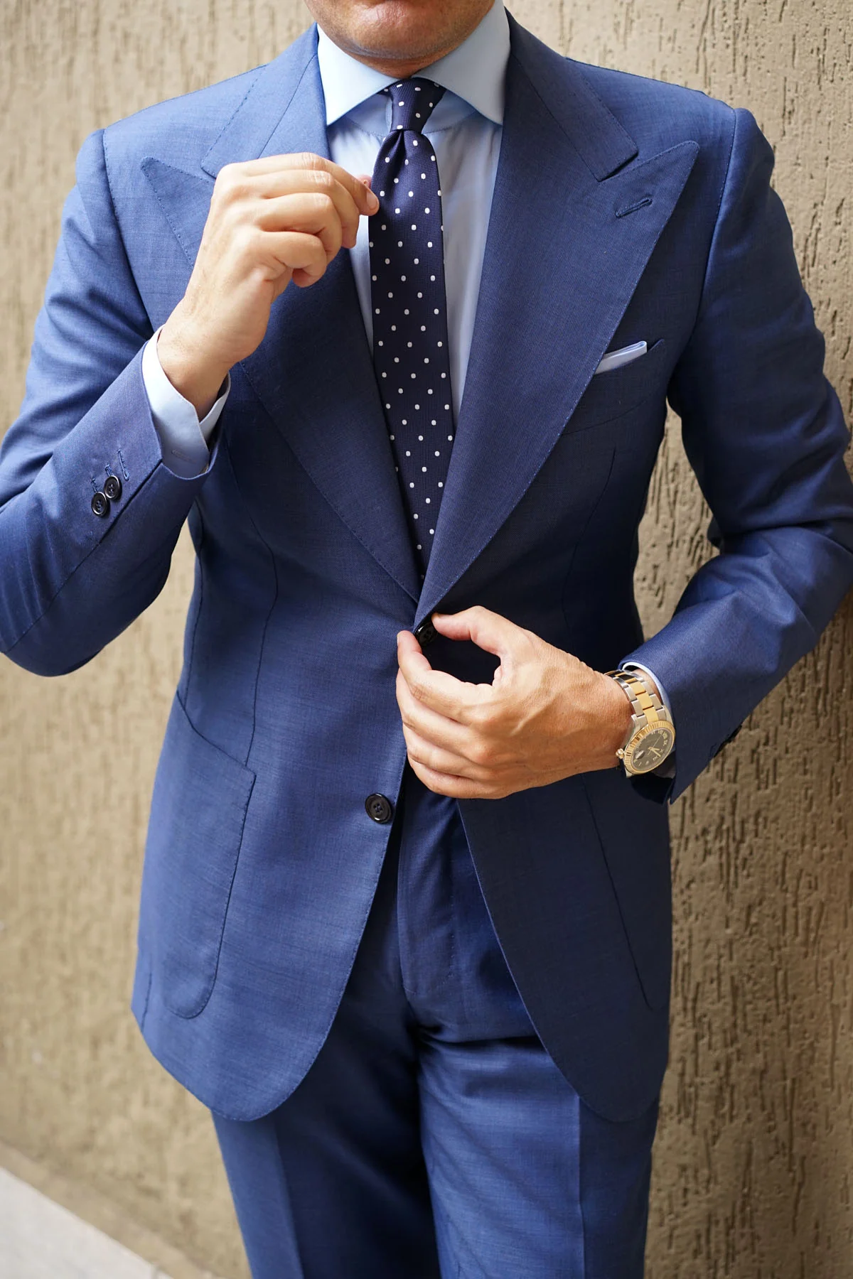 Navy Blue with White Polka Dots - Skinny Tie - Image 12