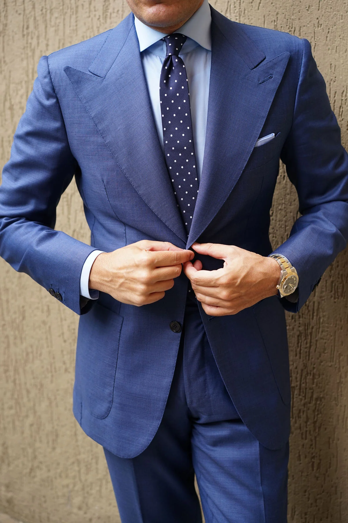 Navy Blue with White Polka Dots - Skinny Tie - Image 6
