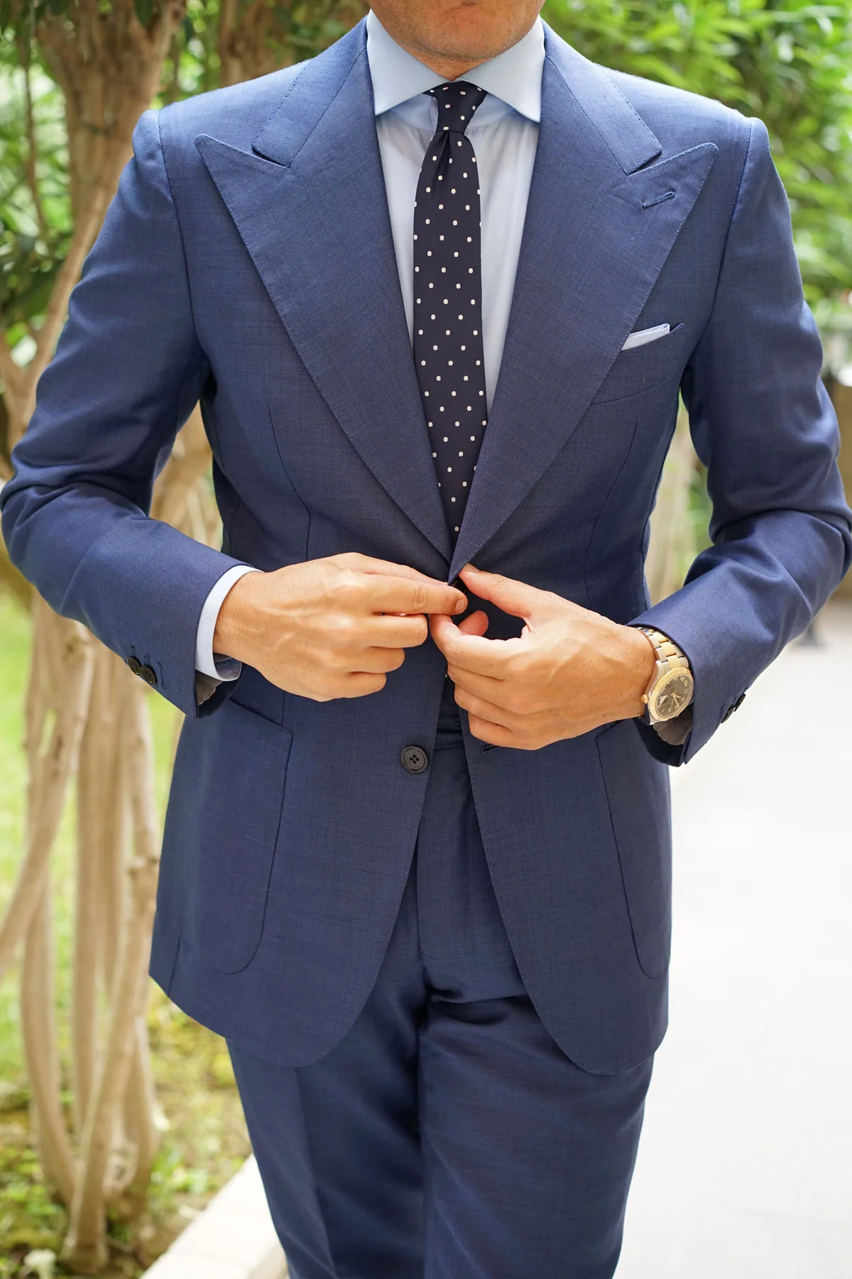 Navy Blue with White Polka Dots - Skinny Tie - Image 8