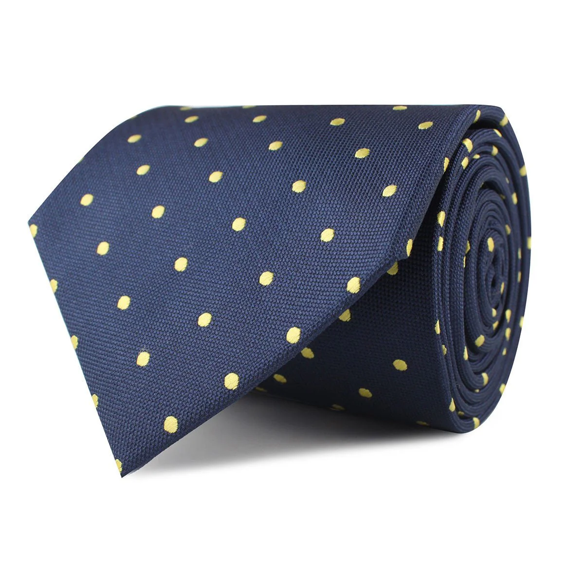 Navy Blue with Yellow Polka Dots Necktie - Image 2