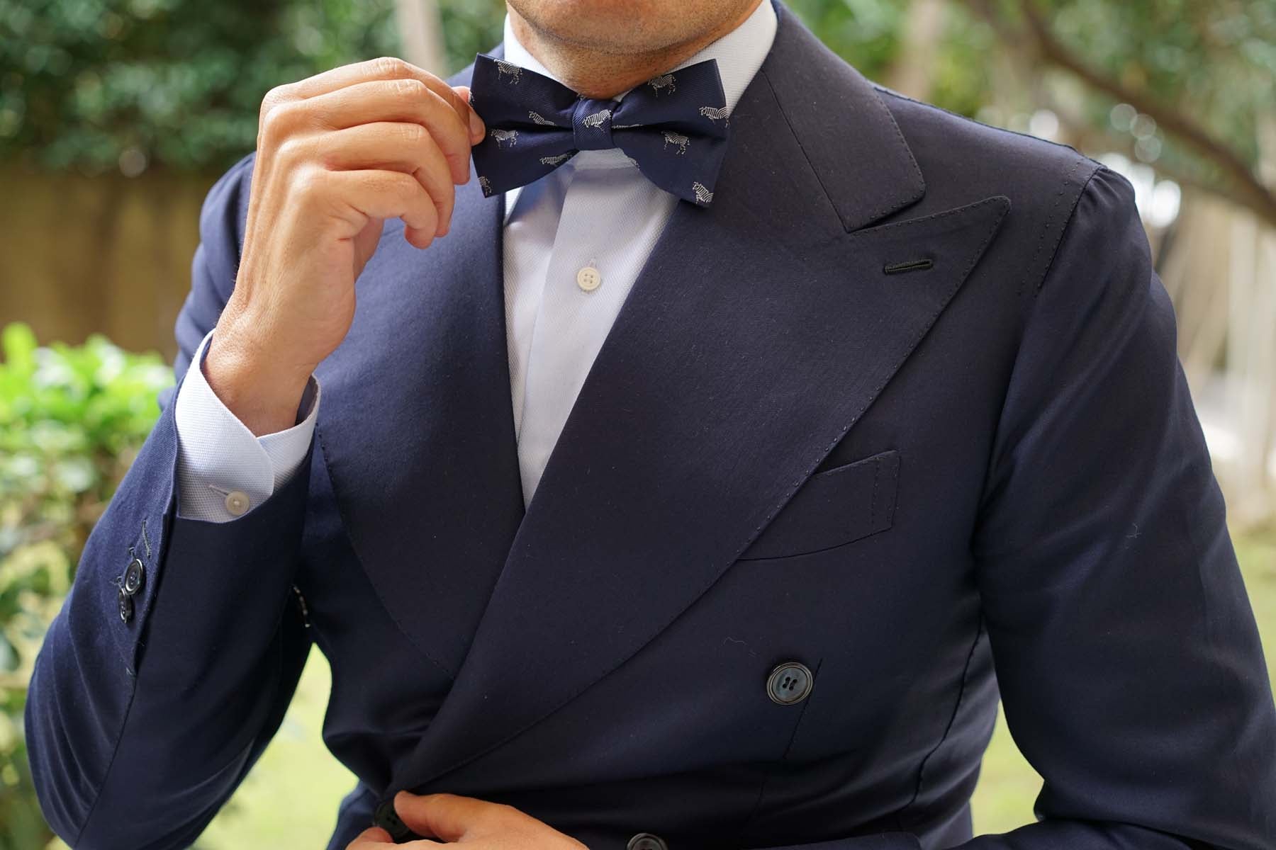 Navy Blue Zebra Bow Tie - Image 3