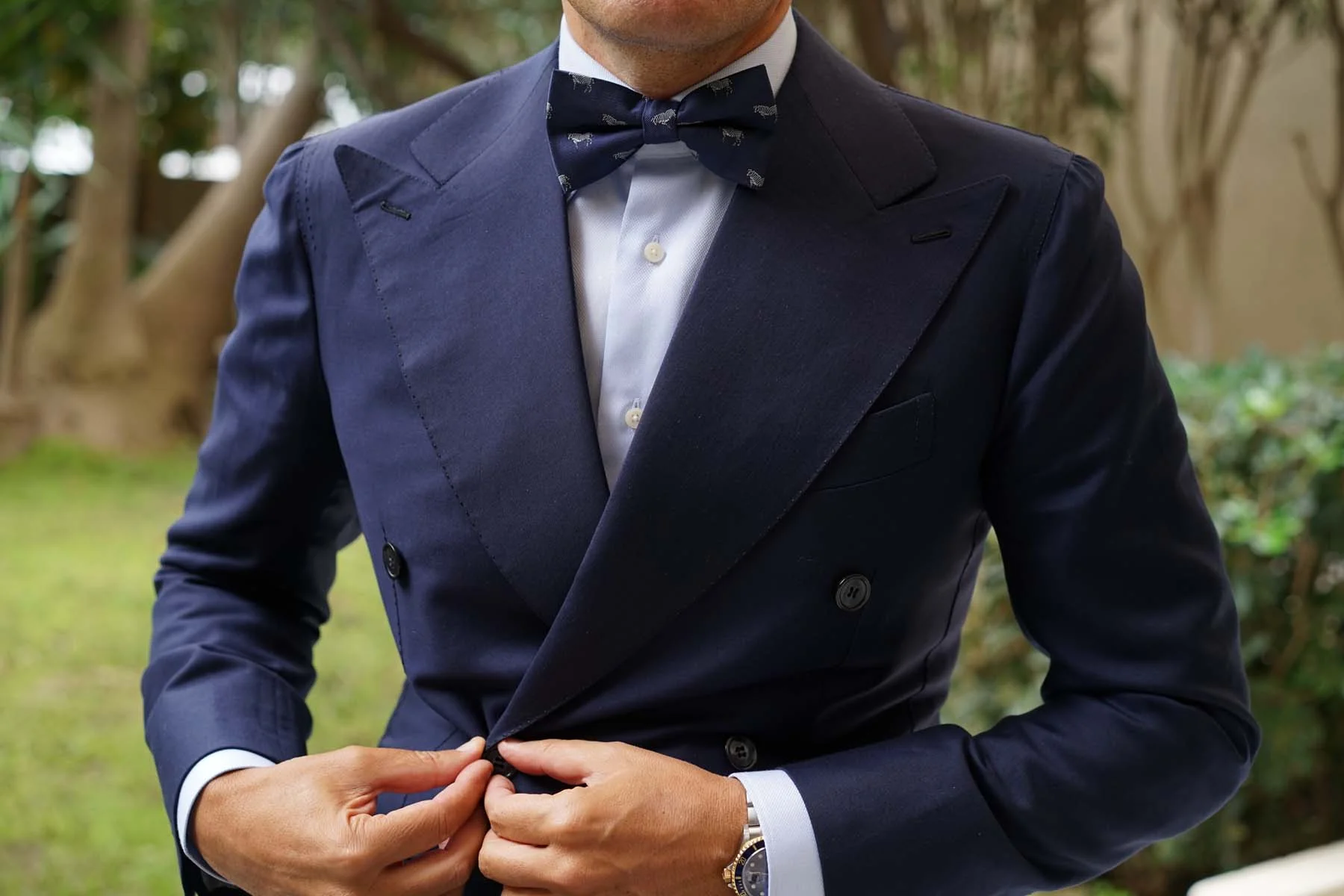 Navy Blue Zebra Bow Tie - Image 6