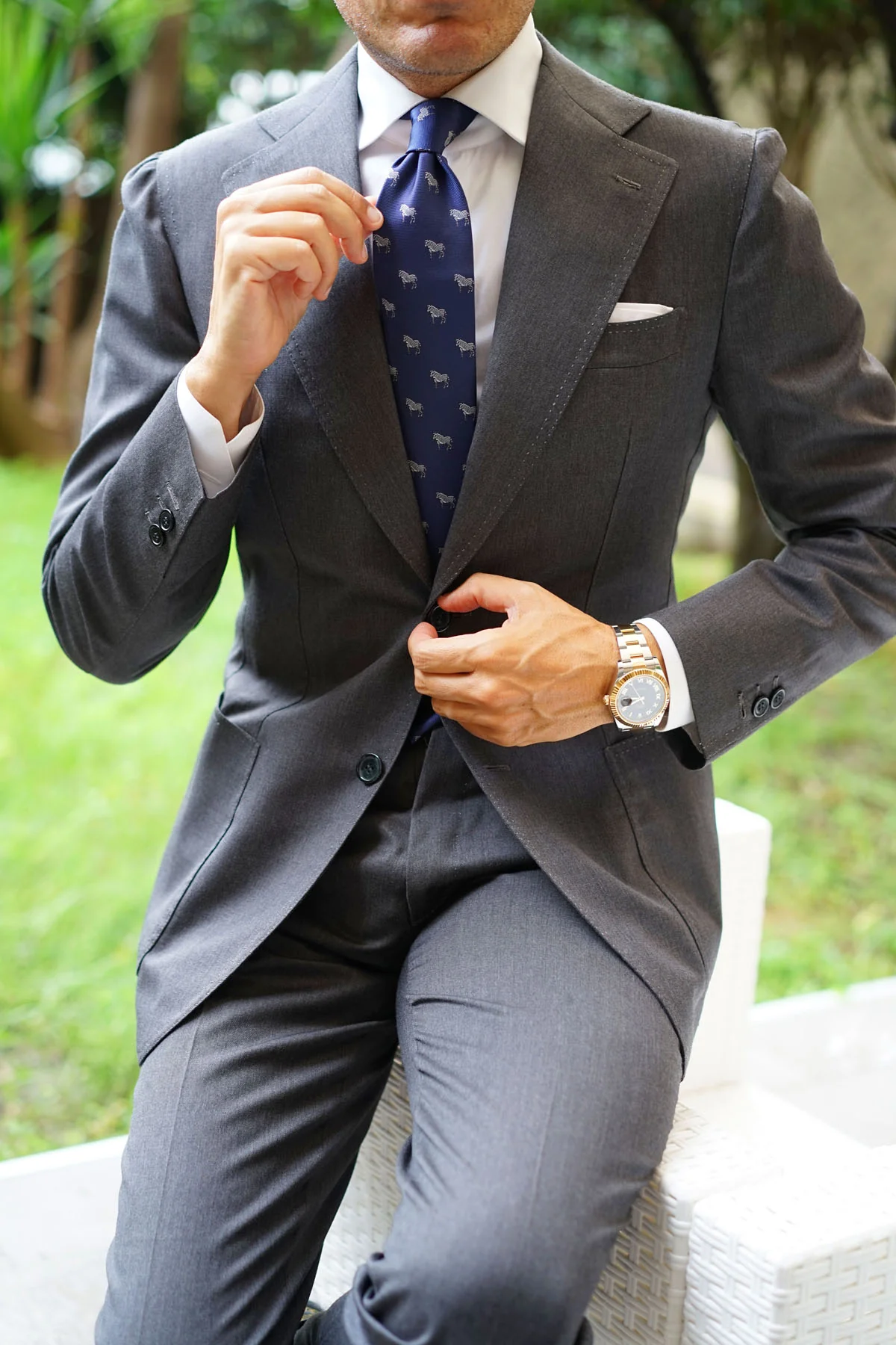 Navy Blue Zebra Necktie - Image 10