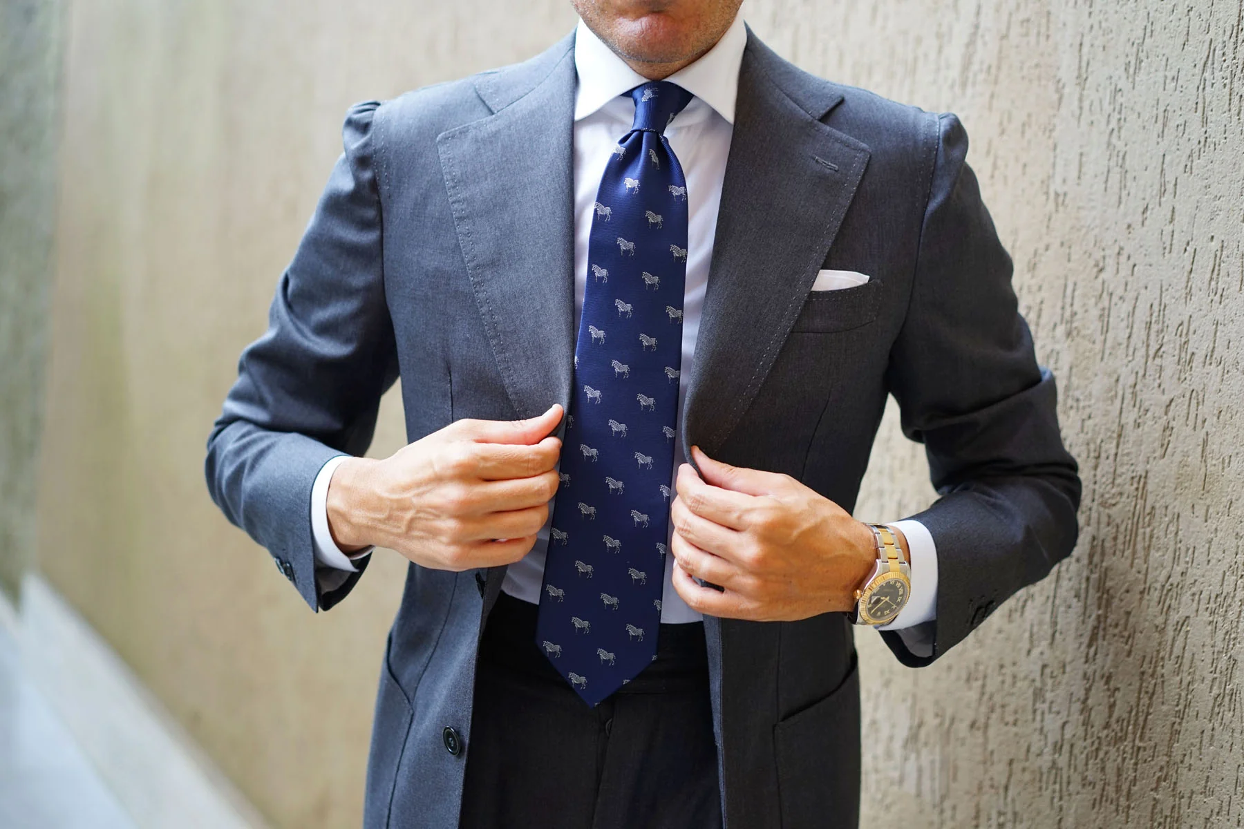 Navy Blue Zebra Necktie - Image 11