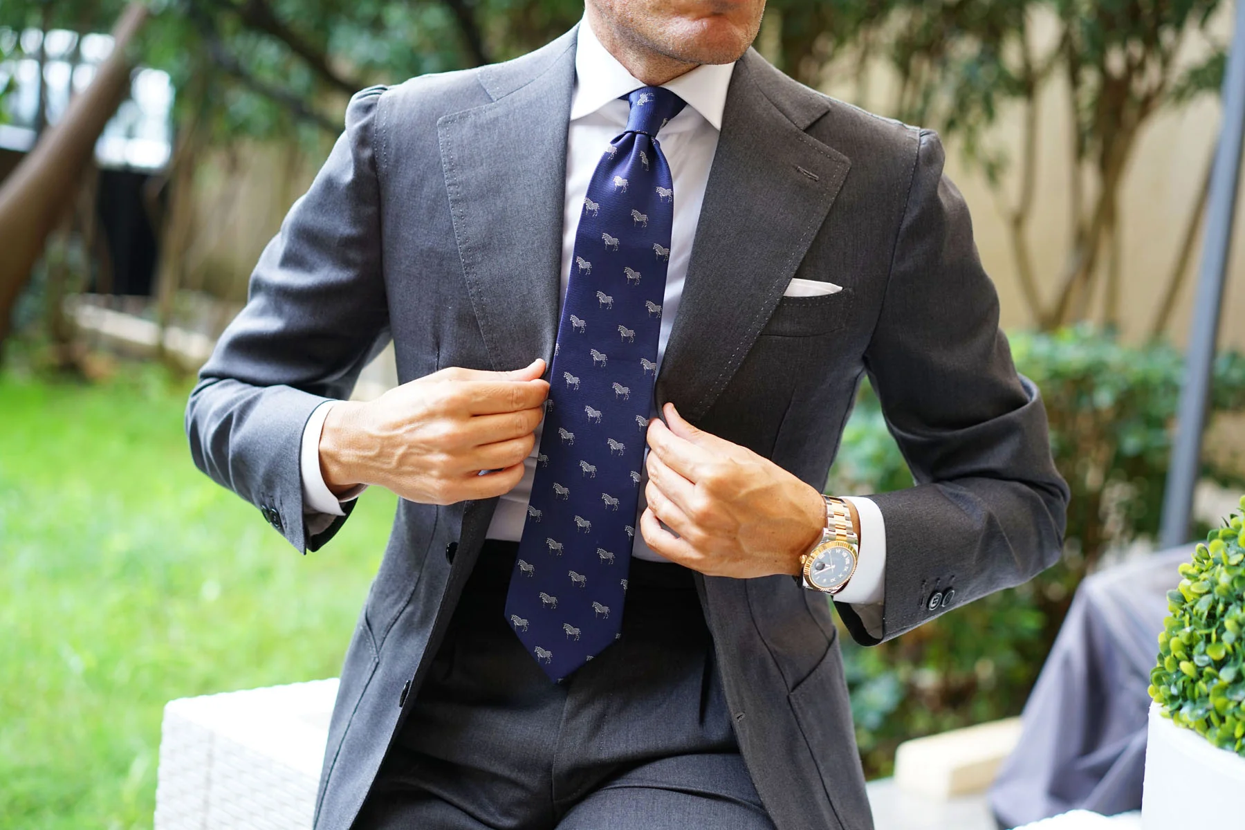 Navy Blue Zebra Necktie - Image 14