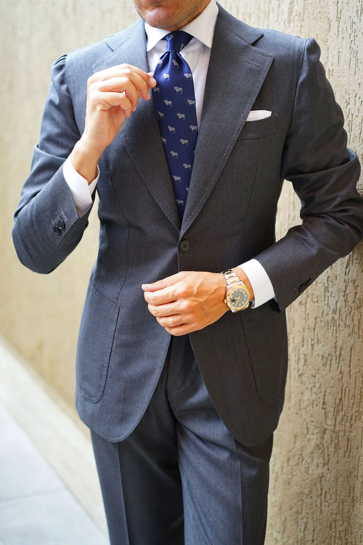Navy Blue Zebra Necktie - Image 15