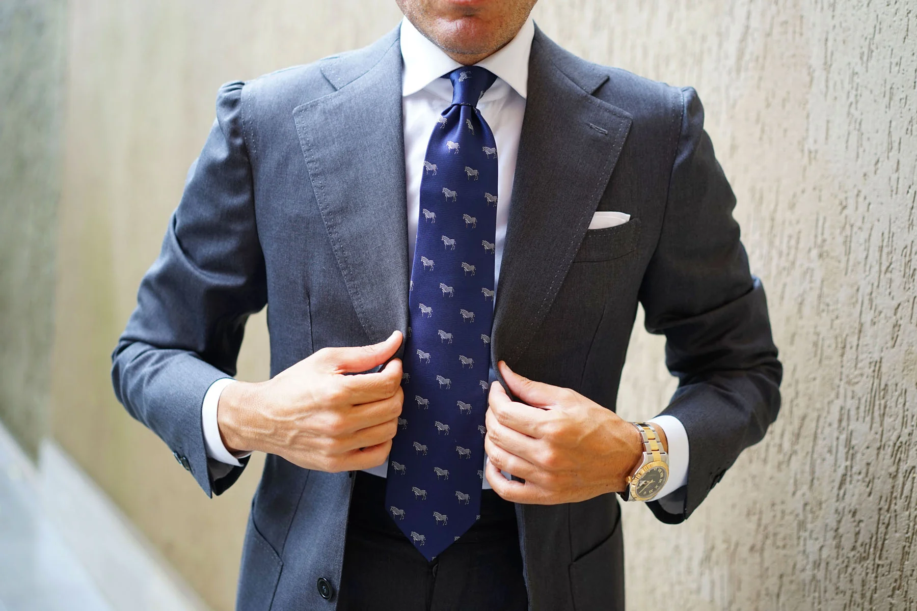 Navy Blue Zebra Necktie - Image 7