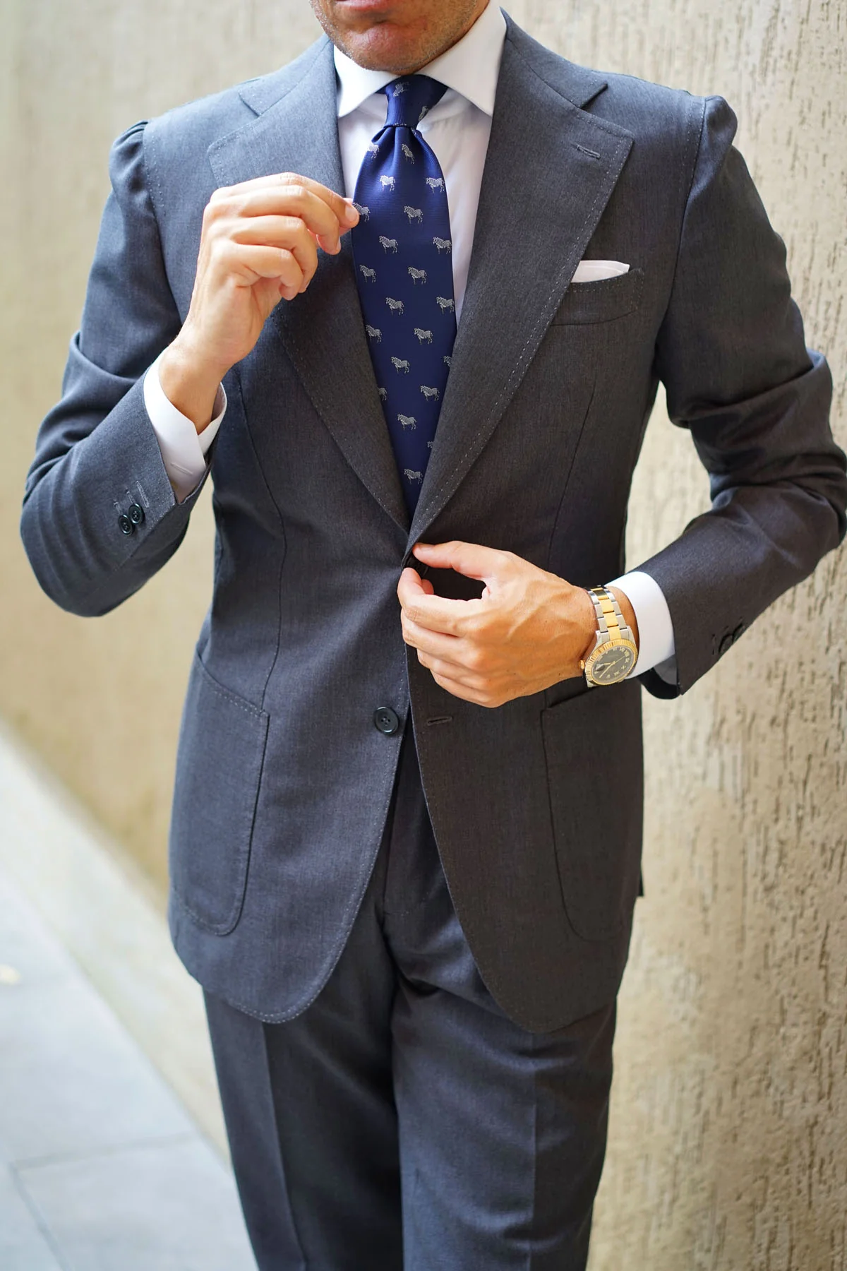 Navy Blue Zebra Necktie - Image 9