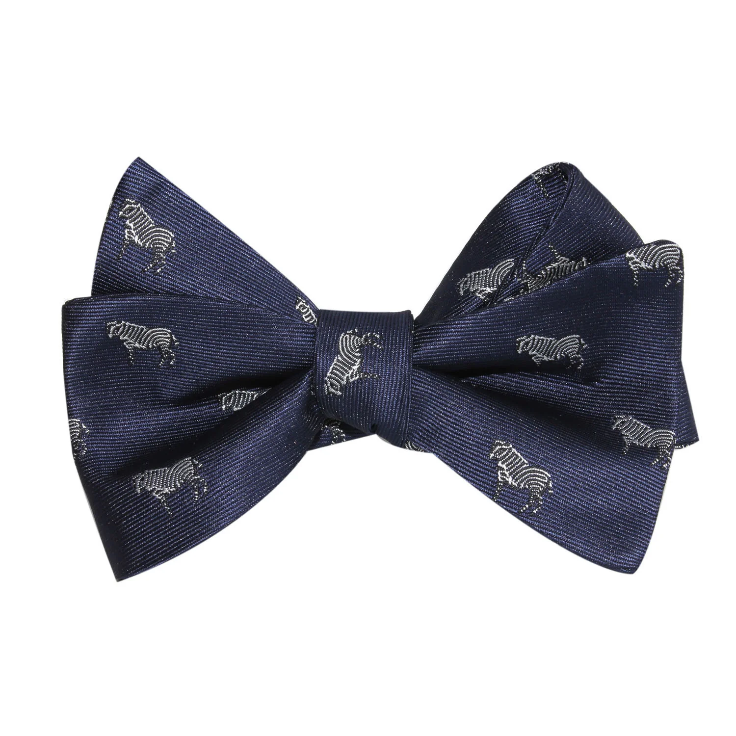 Navy Blue Zebra Self Tie Bow Tie - Image 2