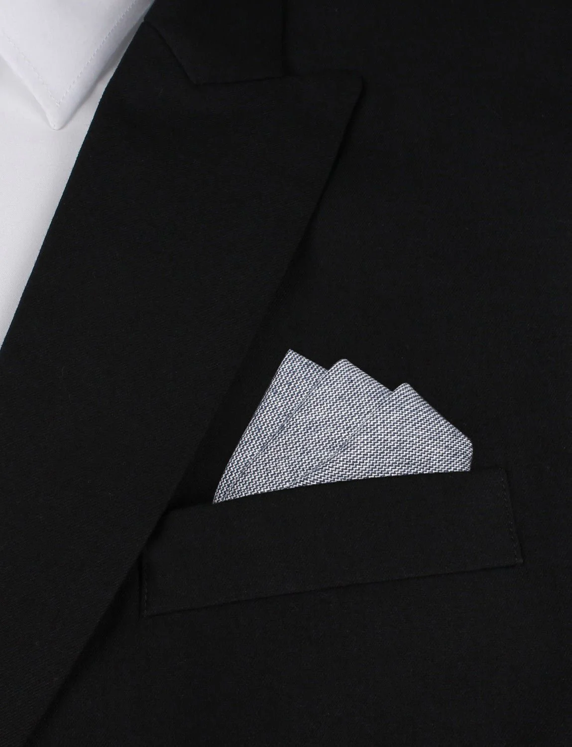 Navy Blue Zig Zag Linen Pocket Square - Image 3