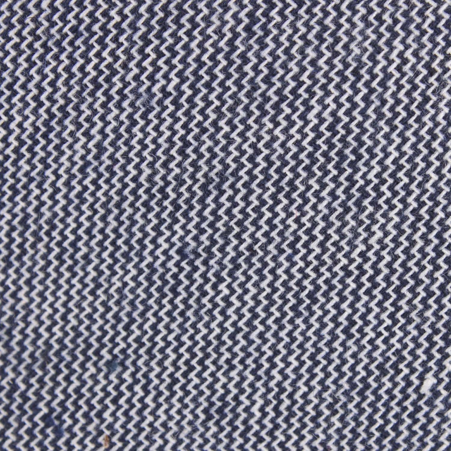Navy Blue Zig Zag Linen Self Tie Bow Tie - Image 5