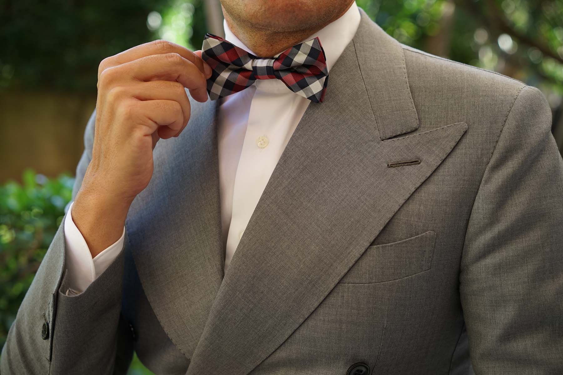 Navy Checkered Scotch Red Bow Tie - Image 5