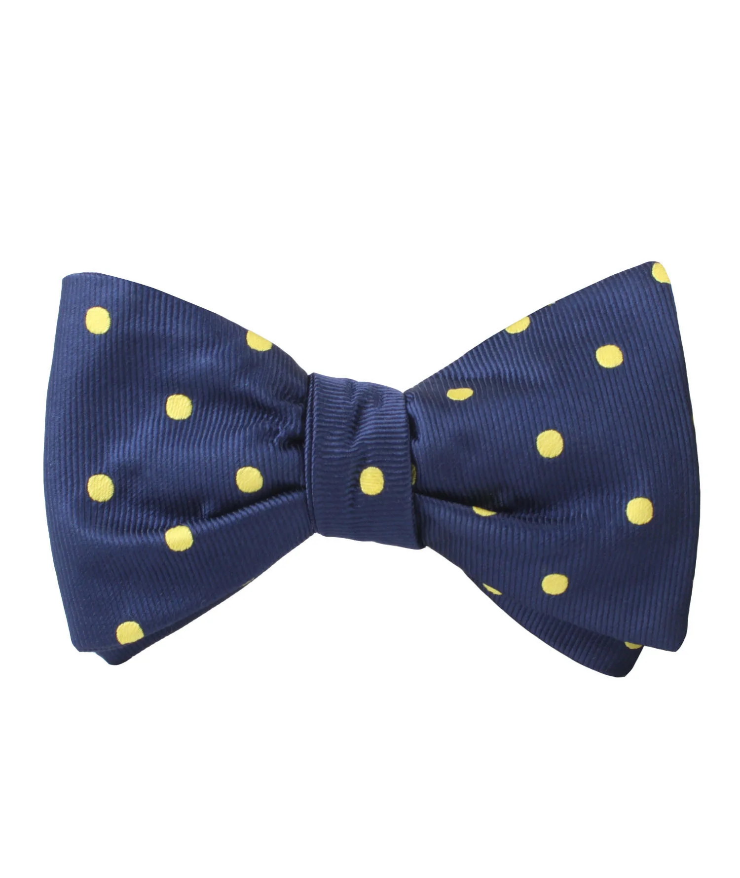 Navy on Large Yellow Dots Self Bow Tie - Image 2