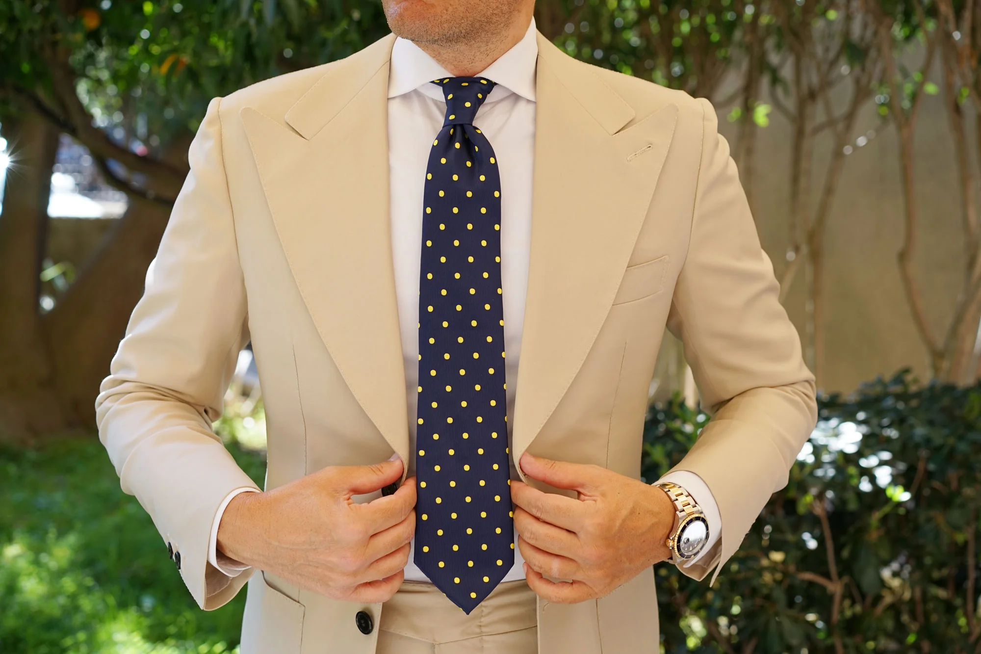 Navy on Large Yellow Dots Tie - Image 8