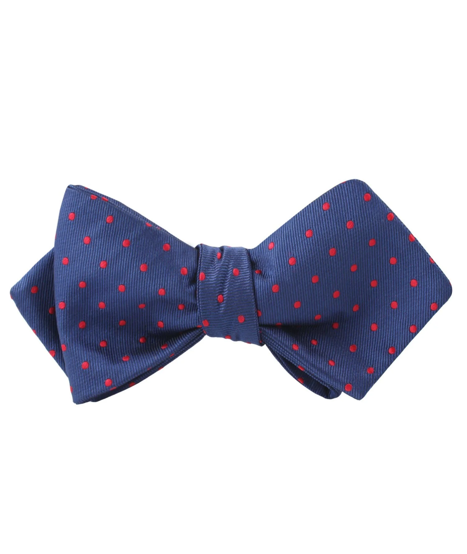 Navy on Red Mini Pin Dots Diamond Self Bow Tie - Image 2
