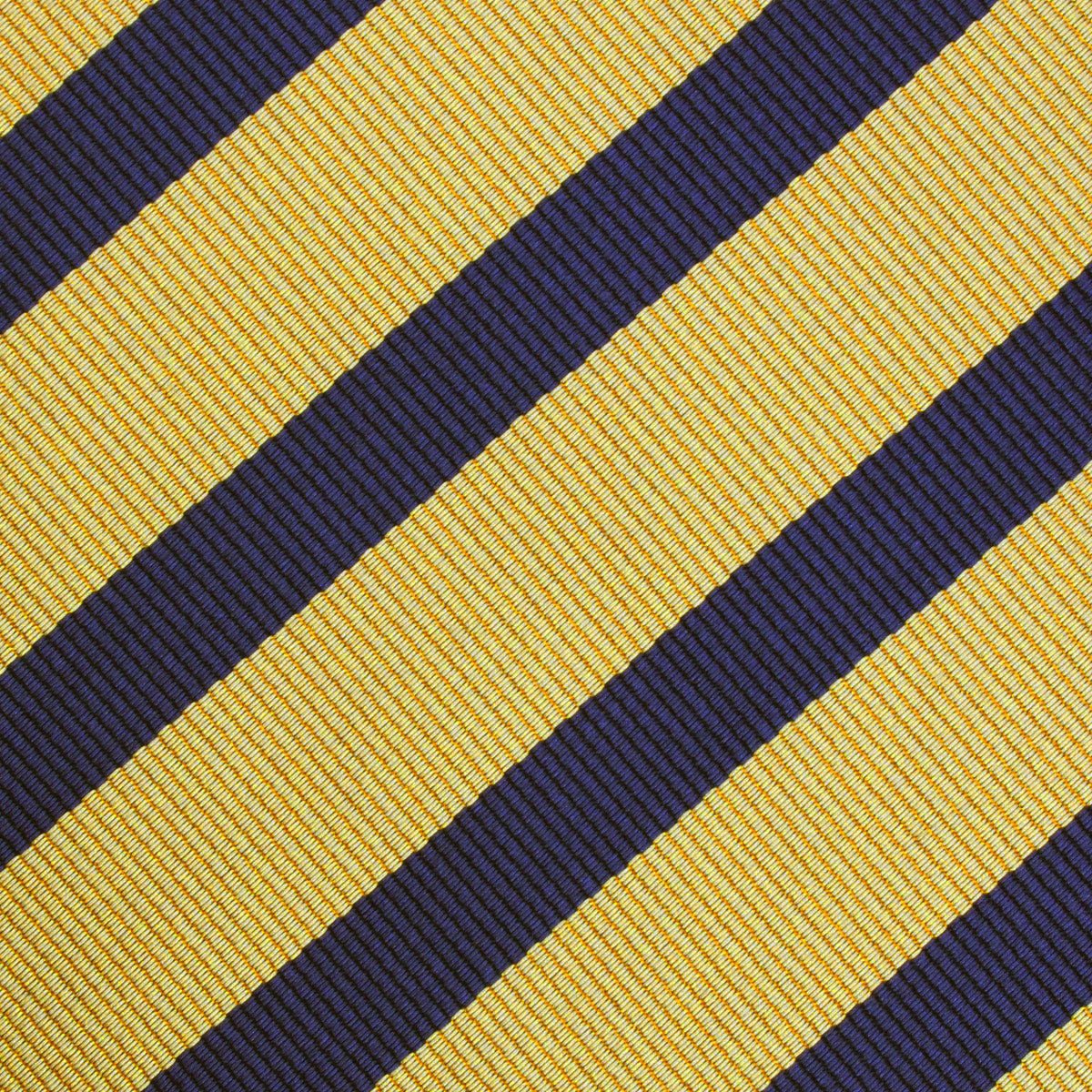 Navy Stripe Yellow Twill Diamond Self Bow Tie - Image 3