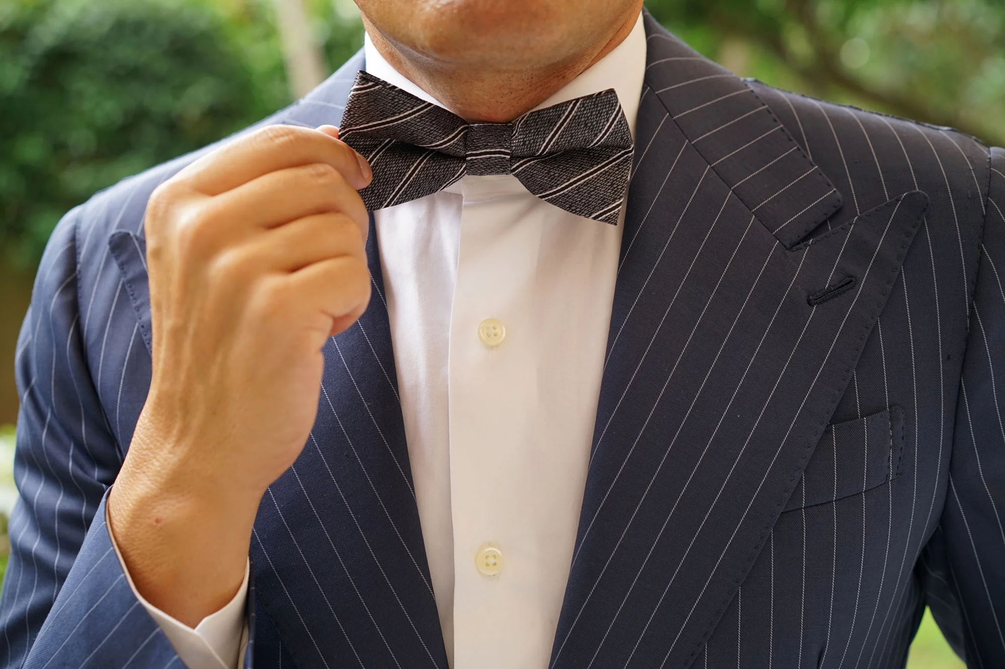 New York Charcoal Striped Bow Tie - Image 6