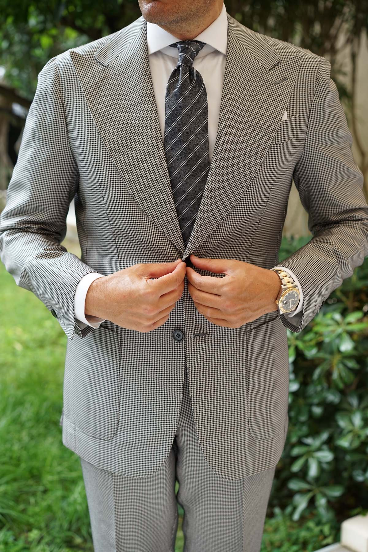 New York Charcoal Striped Necktie - Image 5