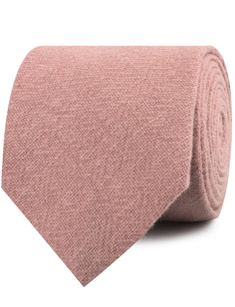 New York Dusty Nude Pink Linen Necktie - Image 2