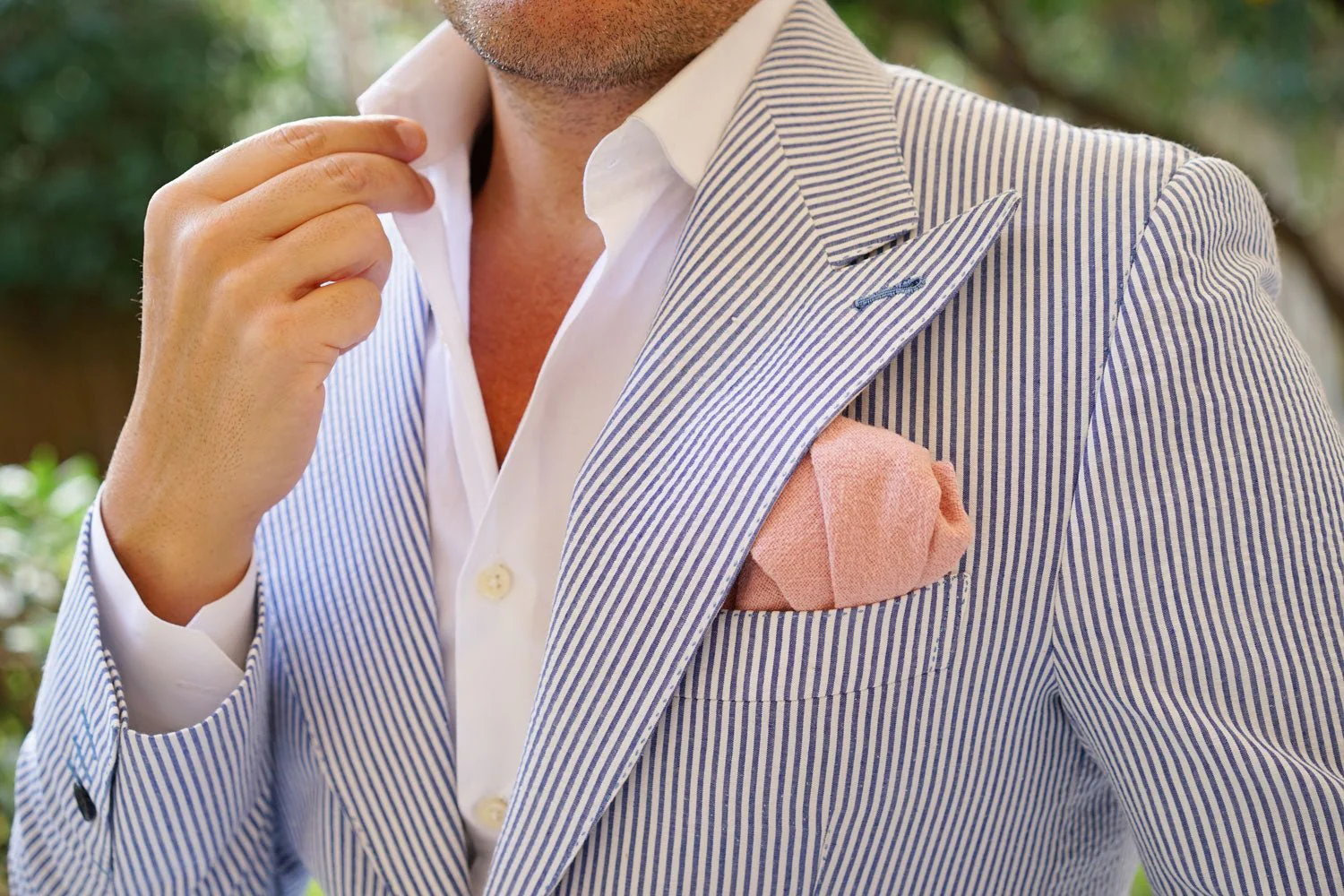 New York Dusty Nude Pink Linen Pocket Square - Image 6