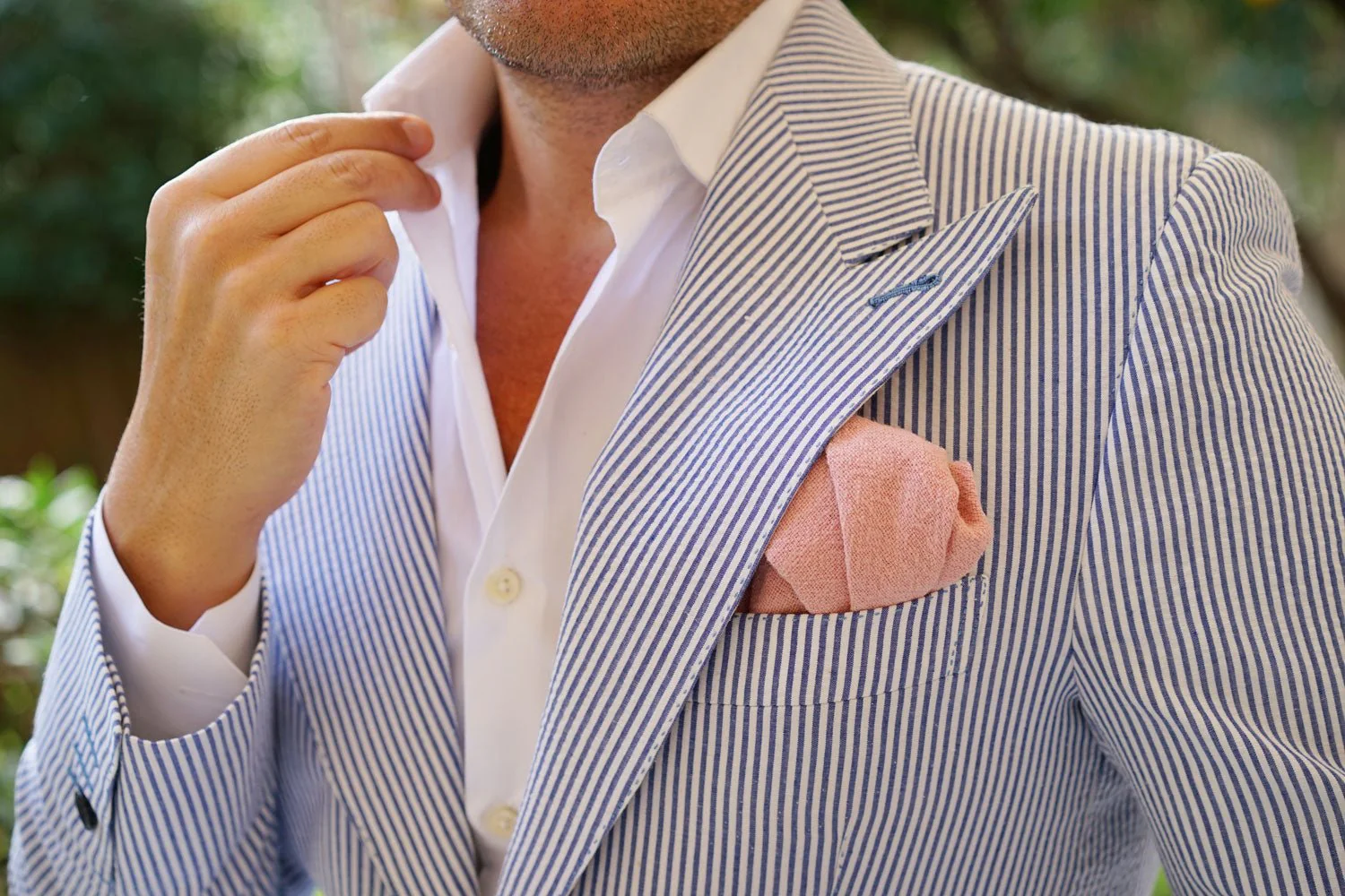 New York Dusty Nude Pink Linen Pocket Square - Image 8