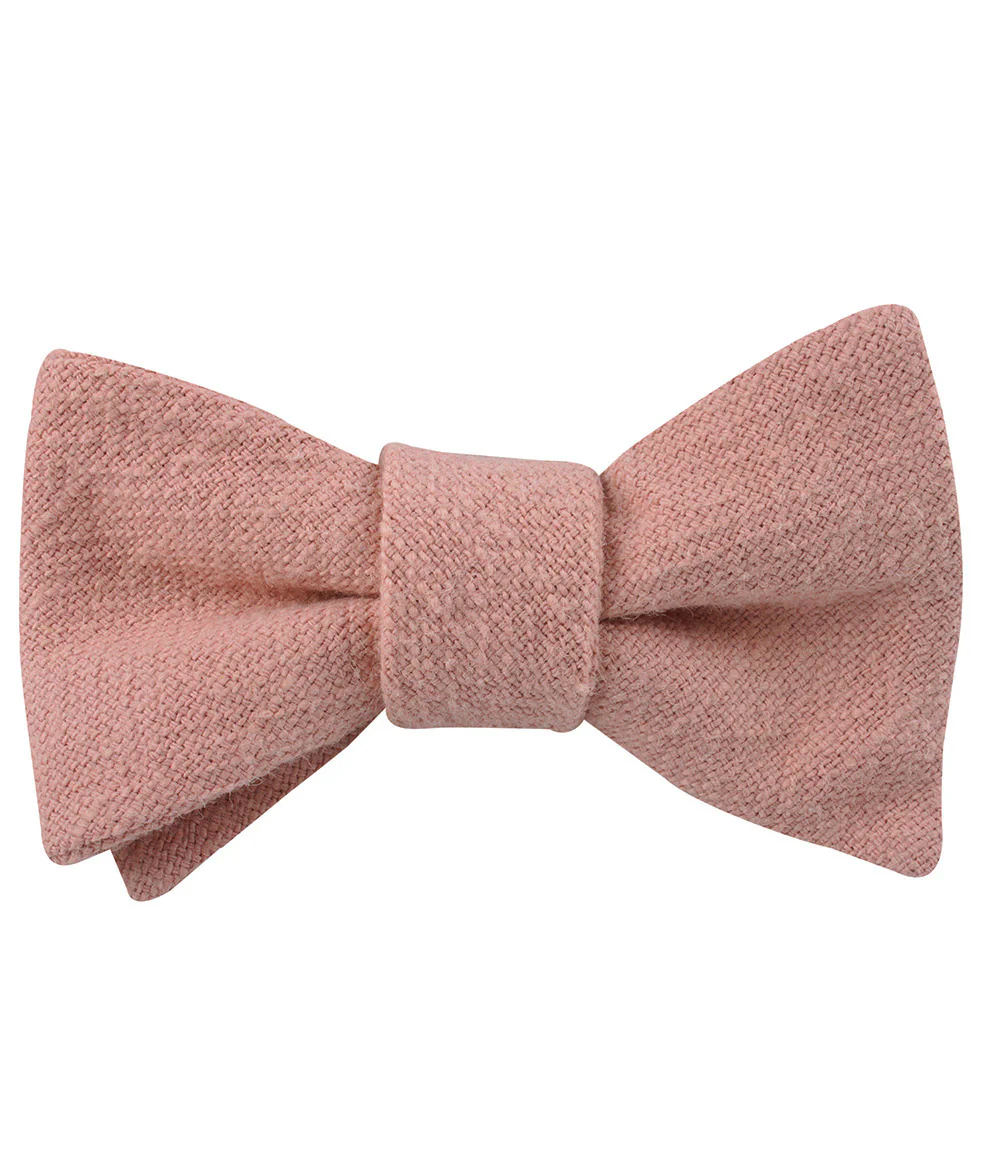 New York Dusty Nude Pink Linen Self Bow Tie - Image 2