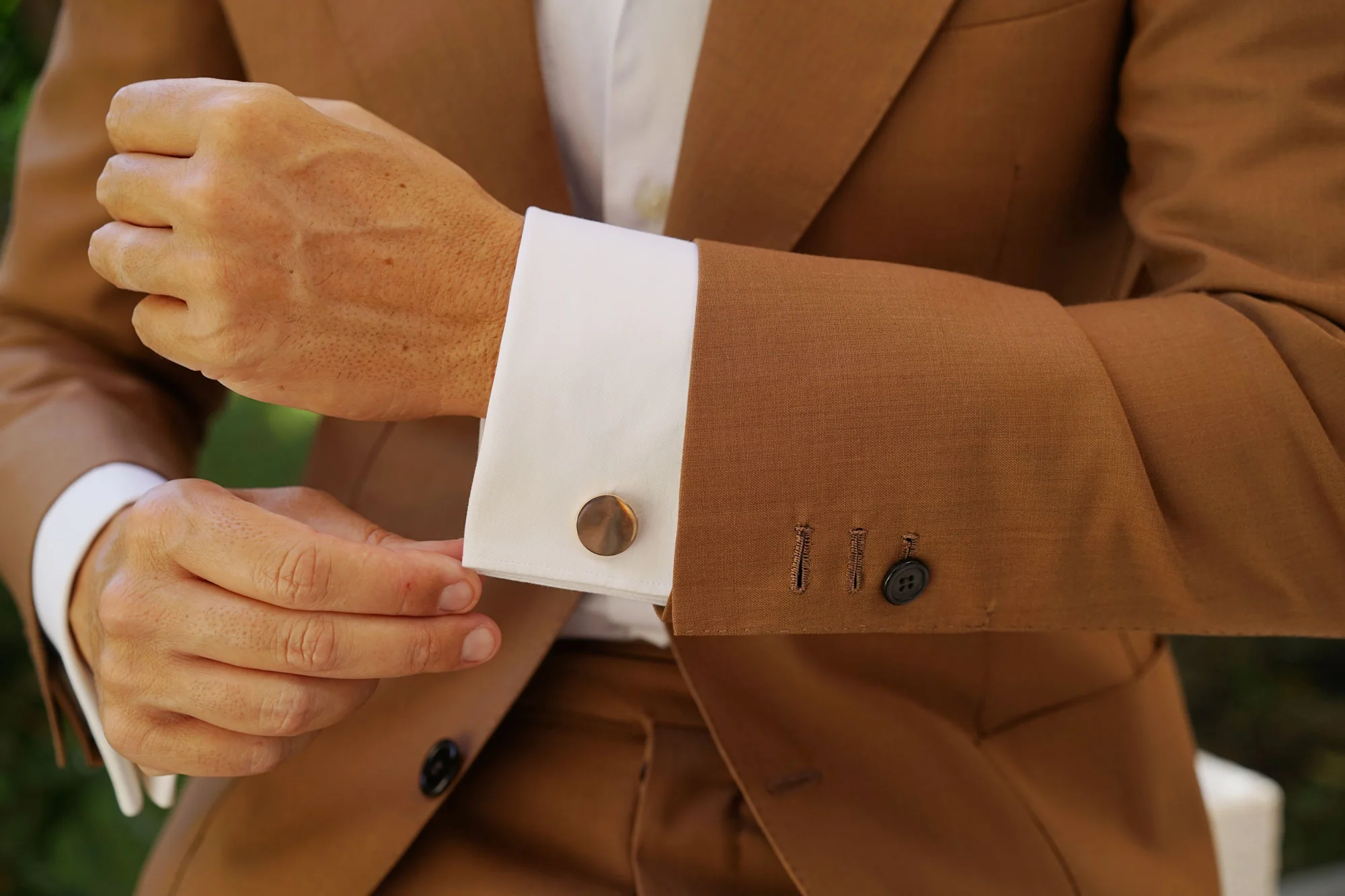 New York Rose Gold Circle Cufflinks - Image 9
