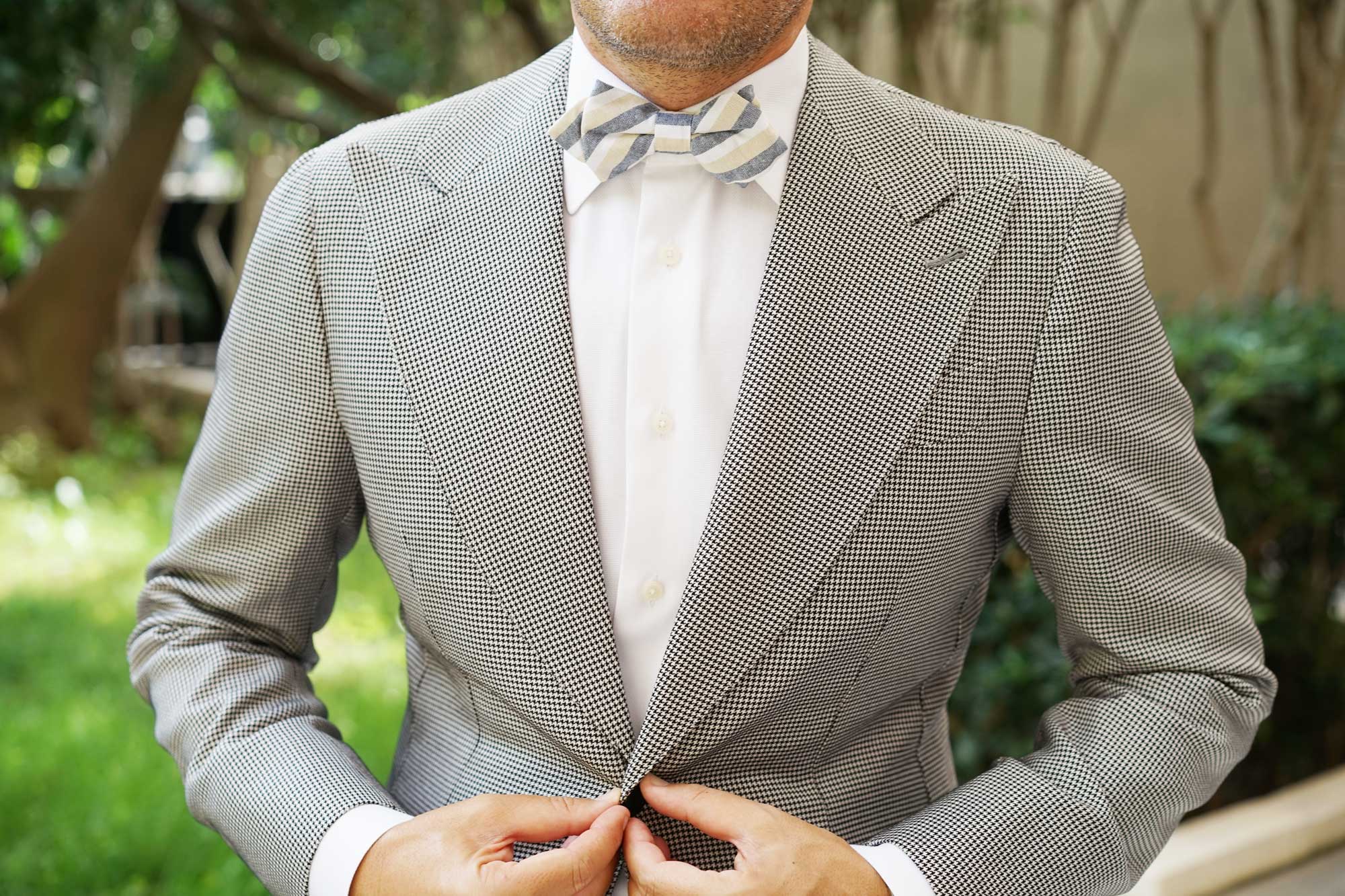 New York Striped Diamond Bow Tie - Image 3