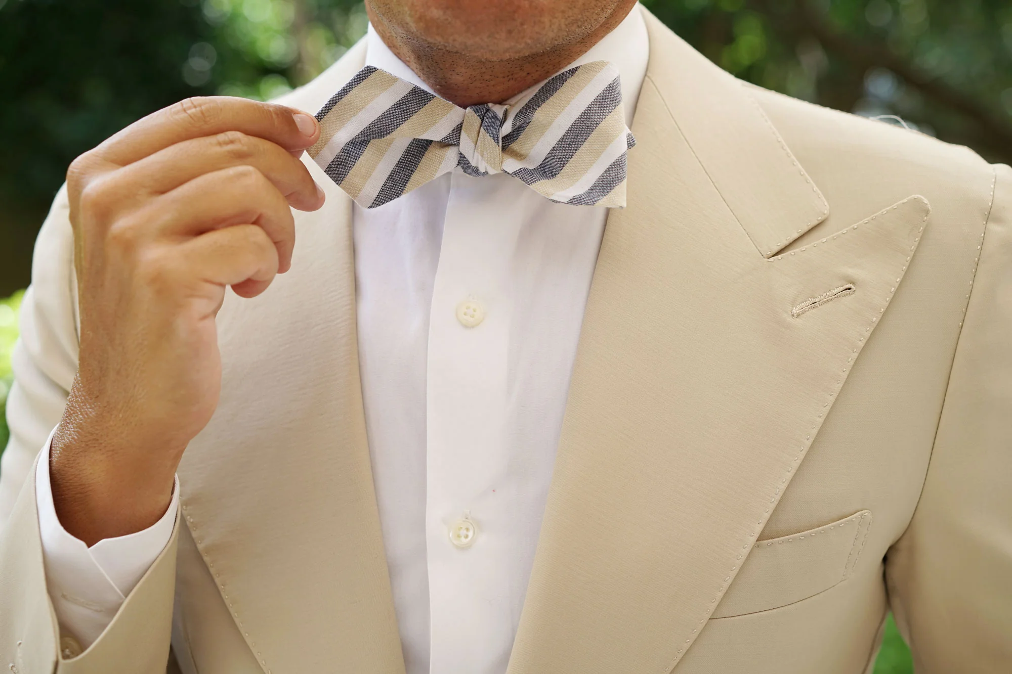 New York Striped Diamond Self Bow Tie - Image 7