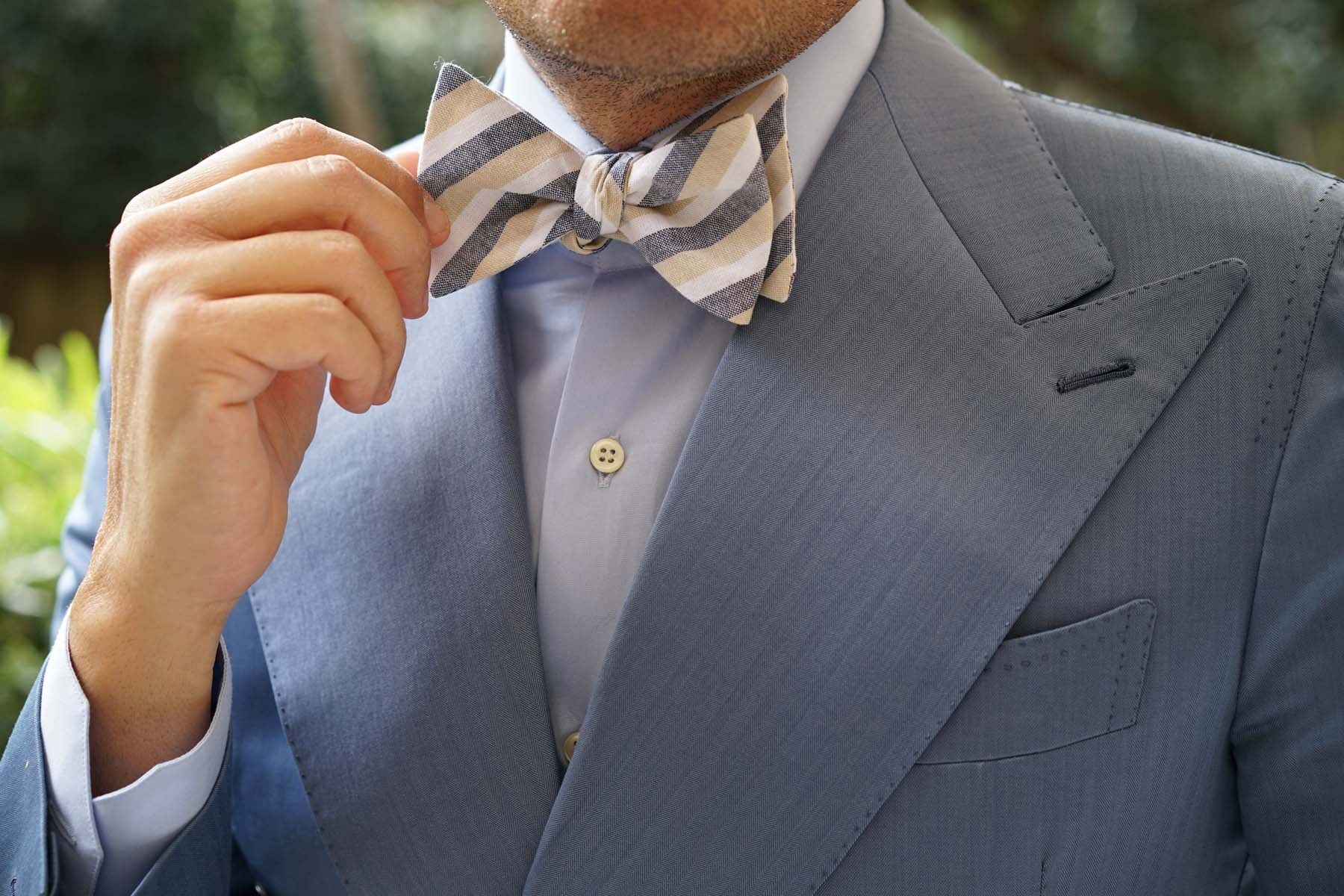New York Striped Self Bow Tie - Image 7