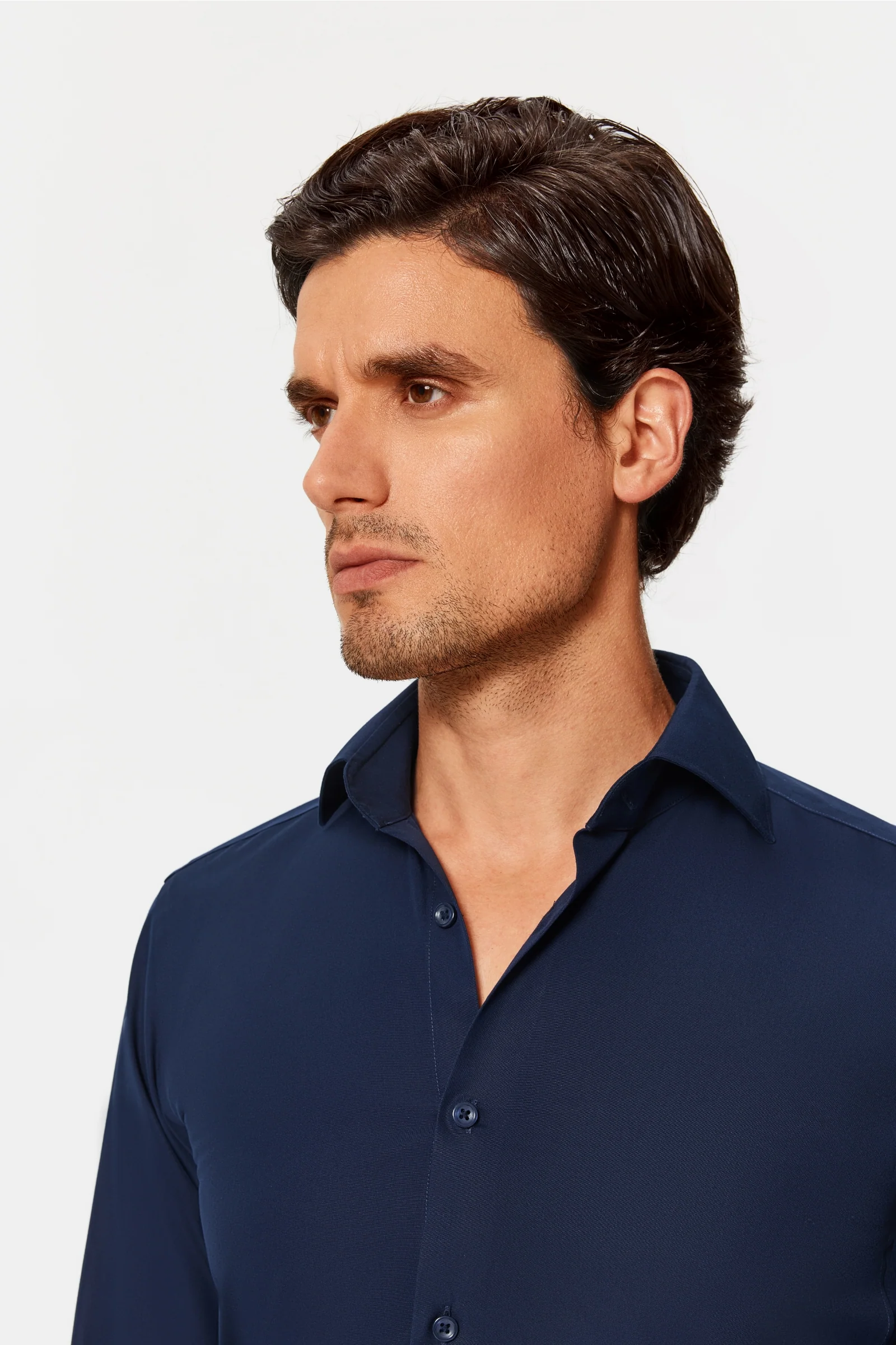 Newhouse Navy Poplin Non-Iron Shirt - Image 15