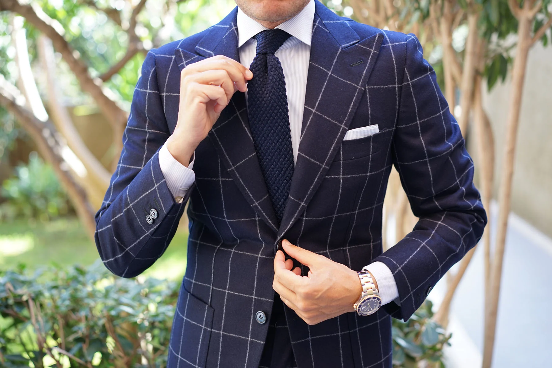 Noctuary Navy Knitted Tie - Image 8