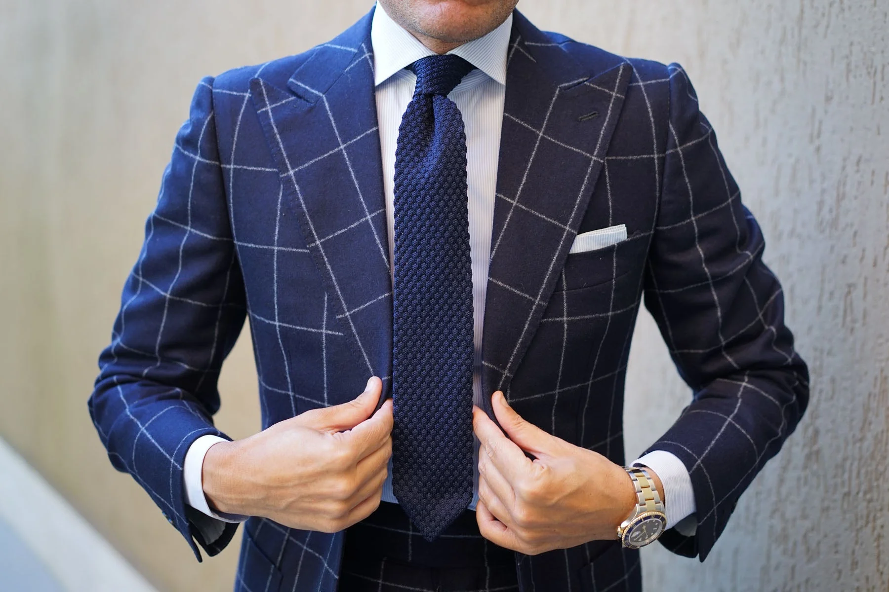 Noctuary Navy Knitted Tie - Image 9