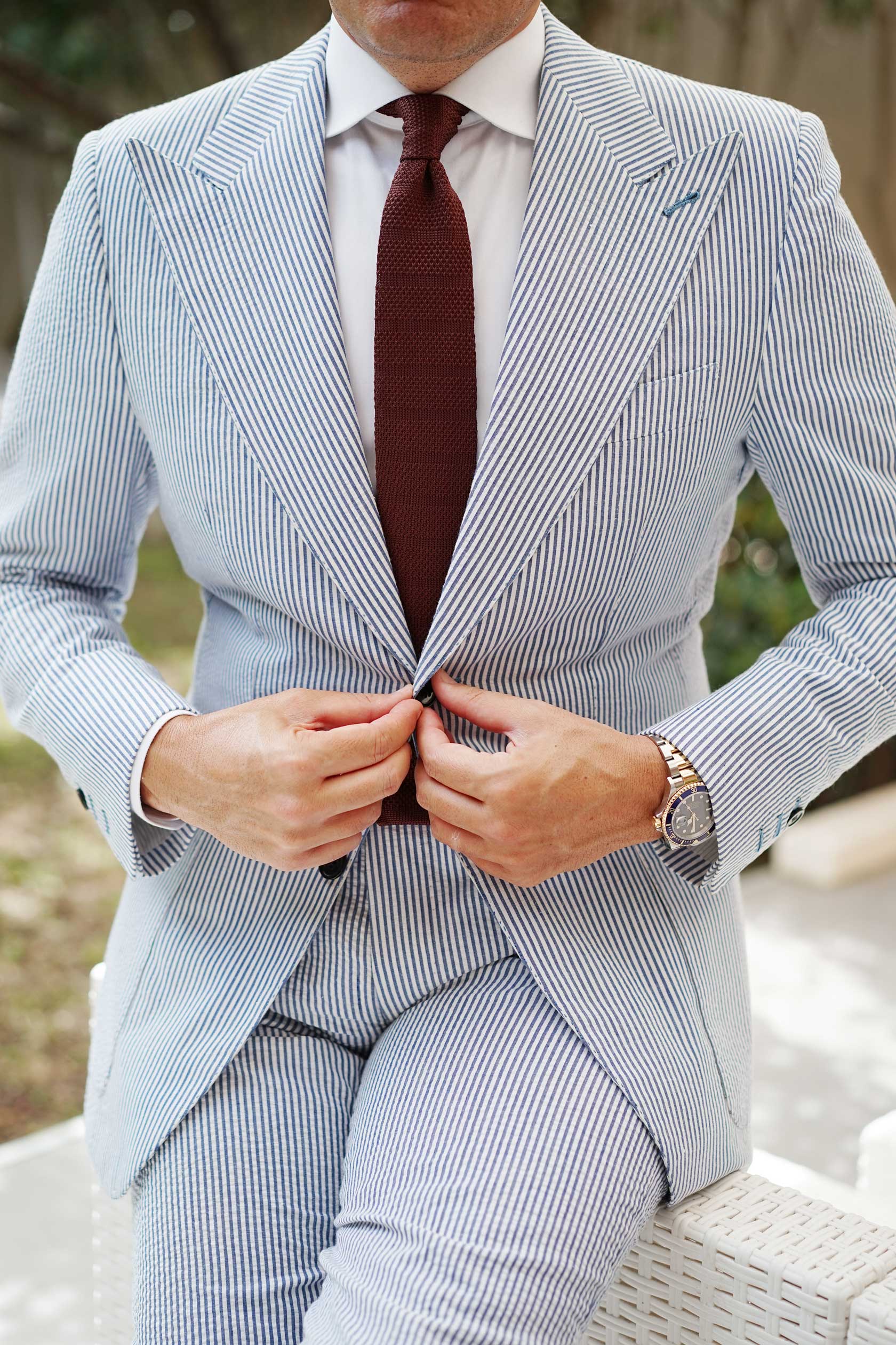 Nottingham Brown Knitted Tie - Image 4