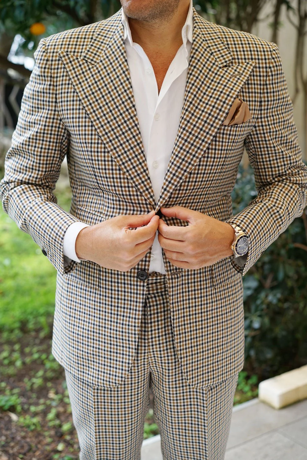 Nude Brown Satin Pocket Square - Image 4