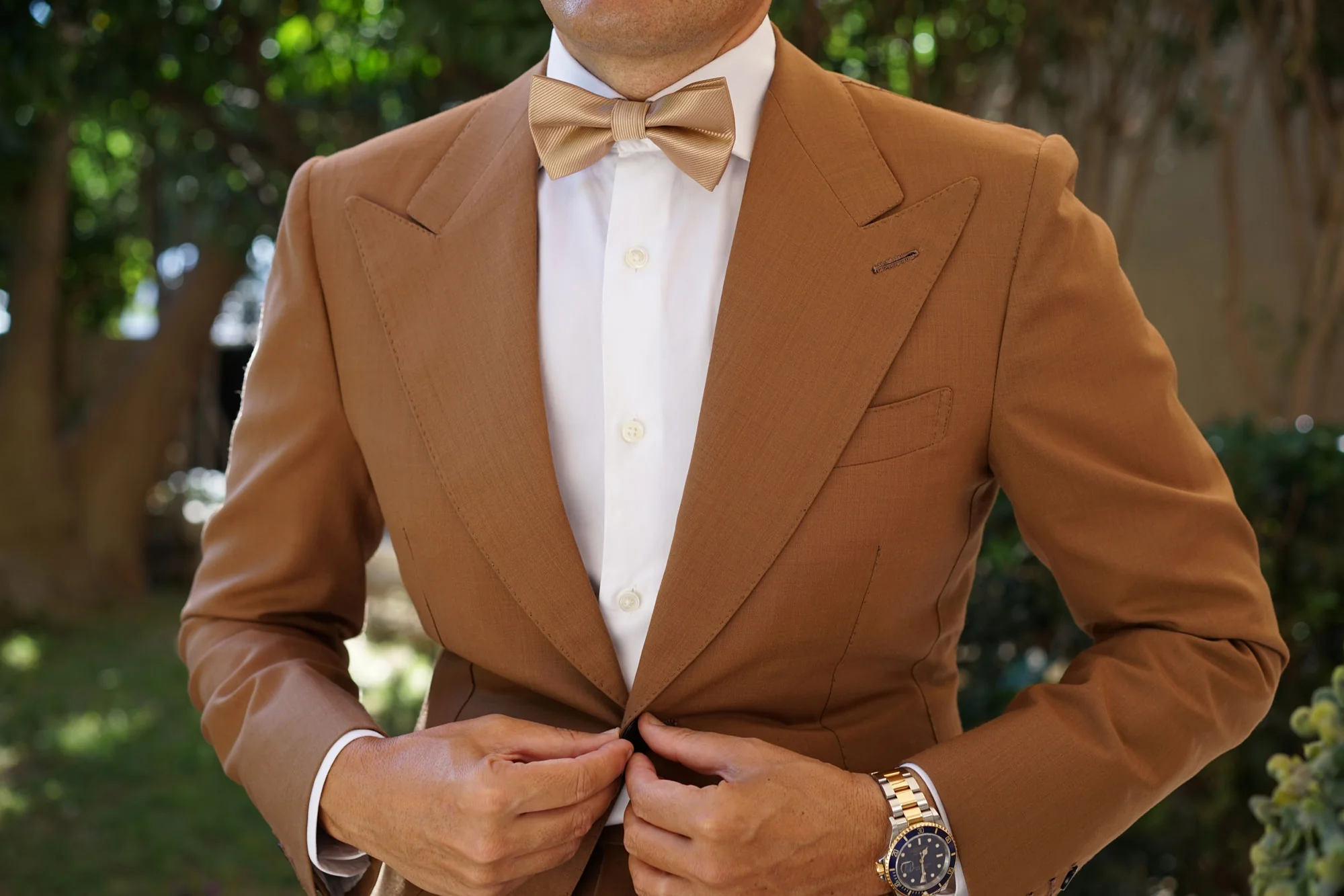 Nude Brown Twill Bow Tie - Image 3