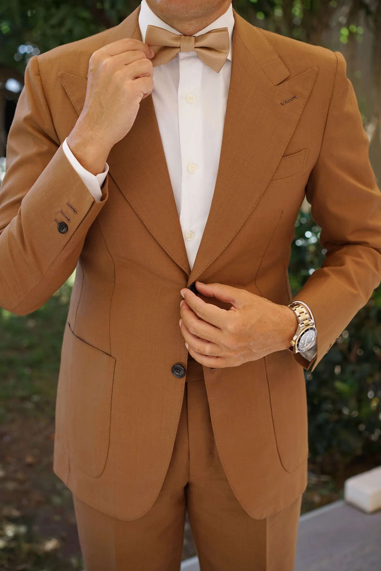 Nude Brown Twill Bow Tie - Image 4