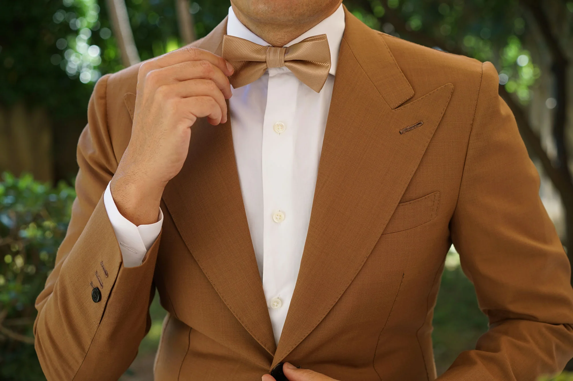 Nude Brown Twill Bow Tie - Image 5