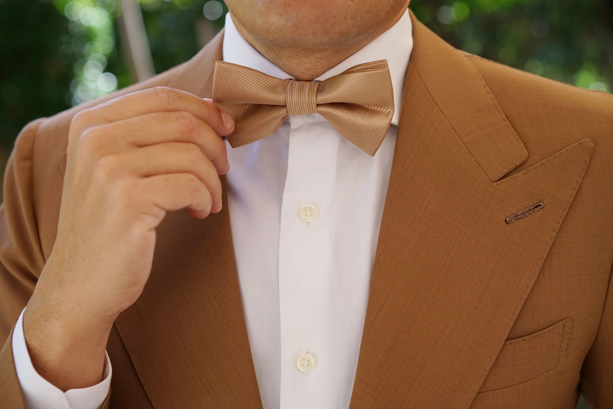 Nude Brown Twill Bow Tie - Image 6