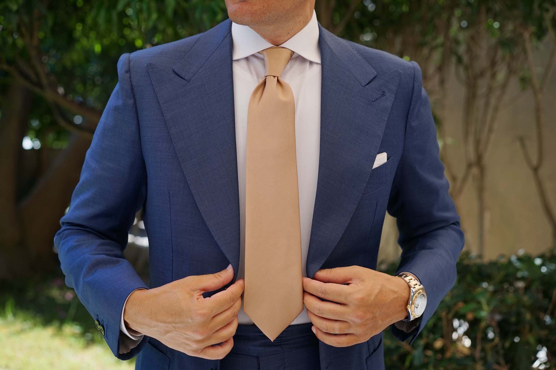 Nude Brown Twill Necktie - Image 4