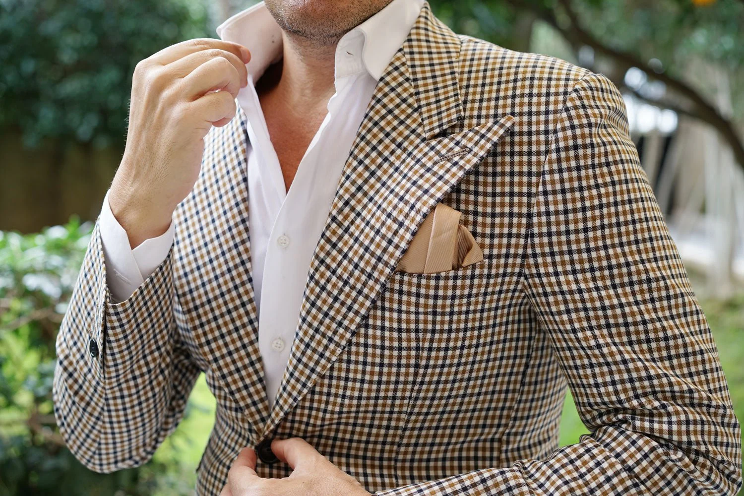 Nude Brown Twill Pocket Square - Image 8