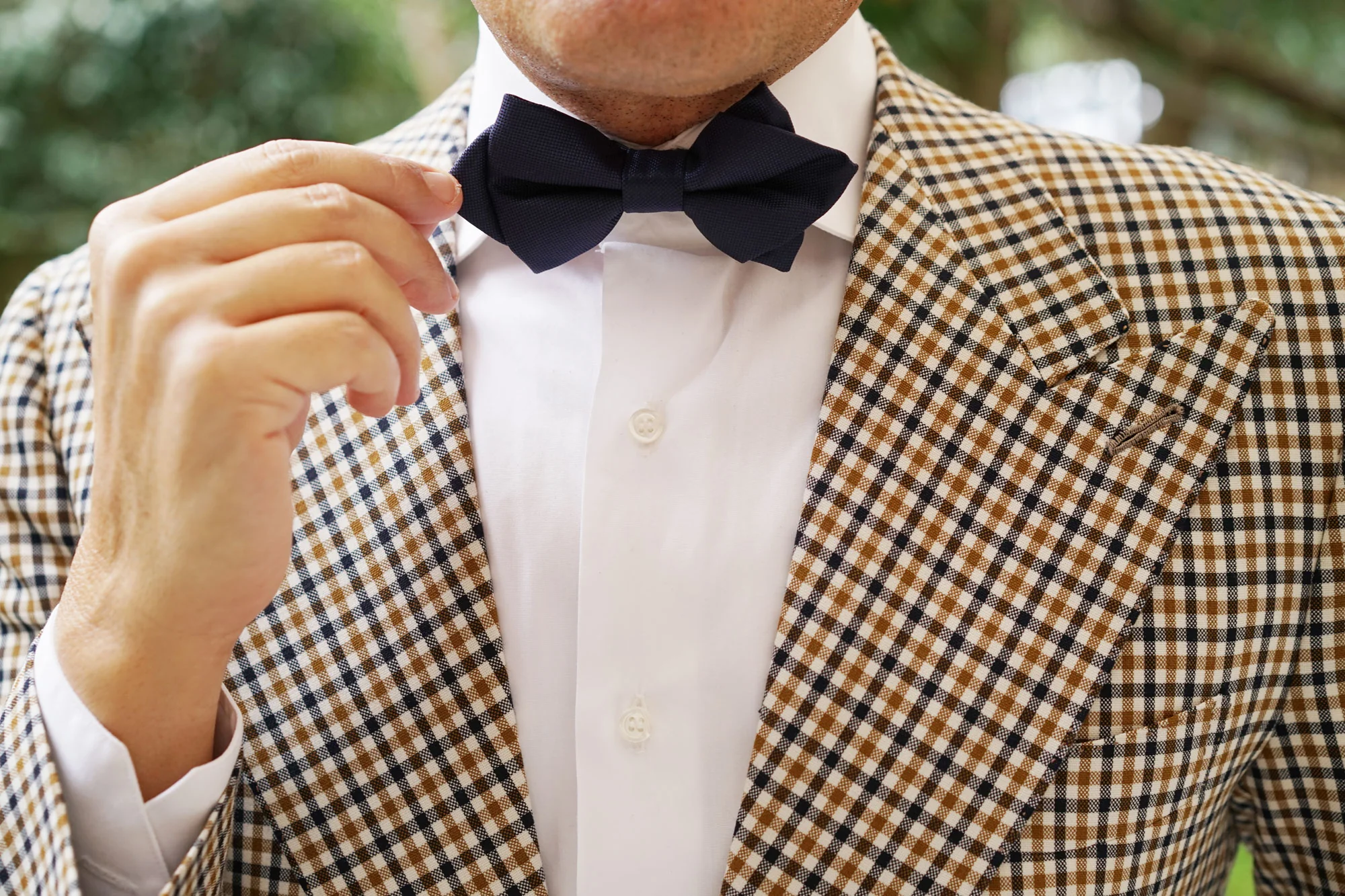Nude Navy Blue Diamond Bow Tie - Image 8
