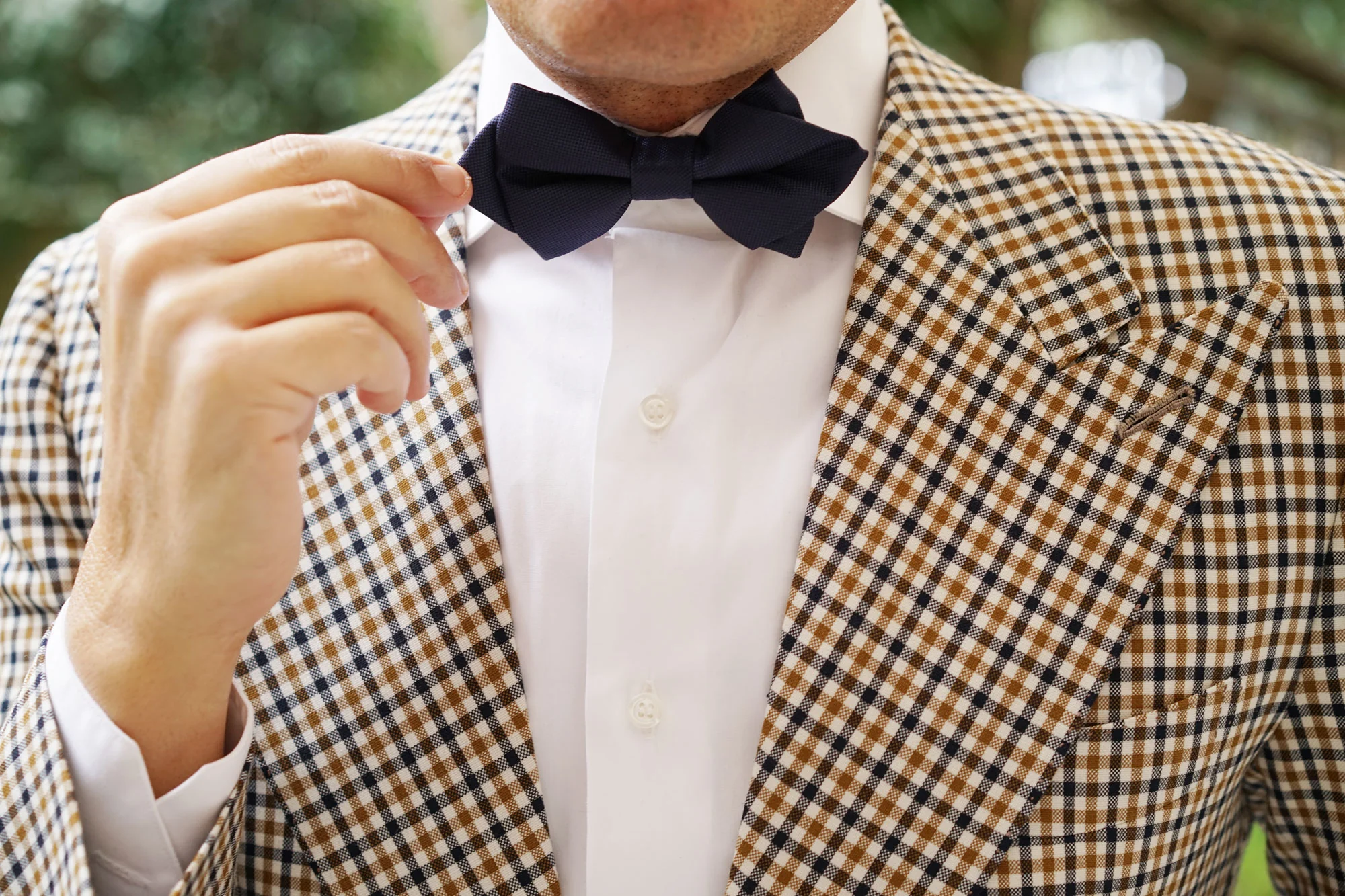 Nude Navy Blue Diamond Bow Tie - Image 9