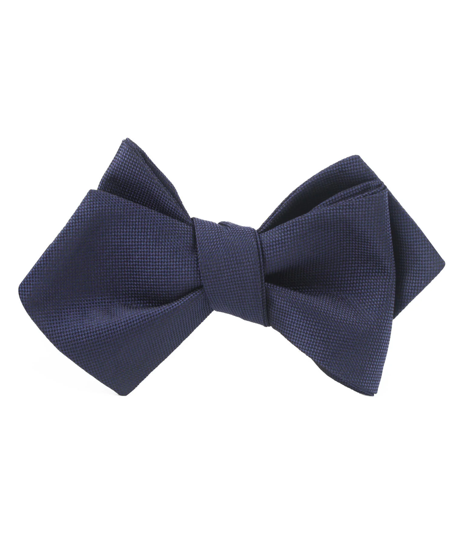Nude Navy Blue Diamond Self Bow Tie - Image 2