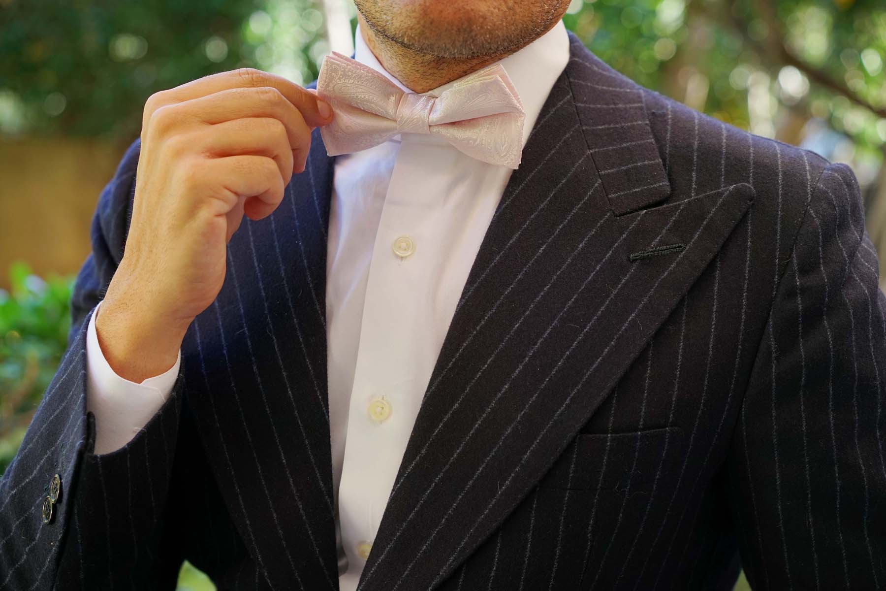 Nude Pink Paisley Bow Tie - Image 3